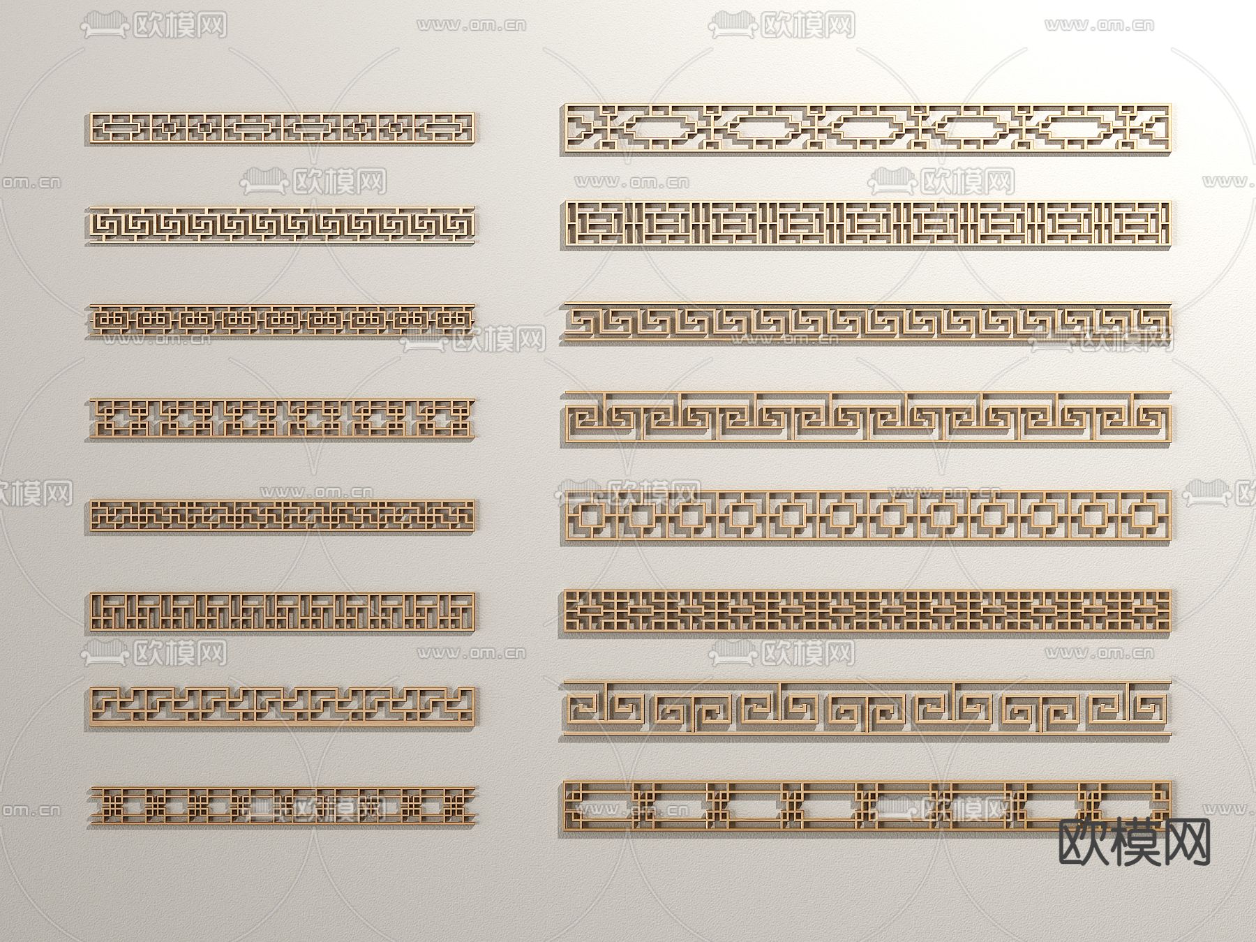 新中式花格 雕花 镂花隔断su模型下载（渲染图2）