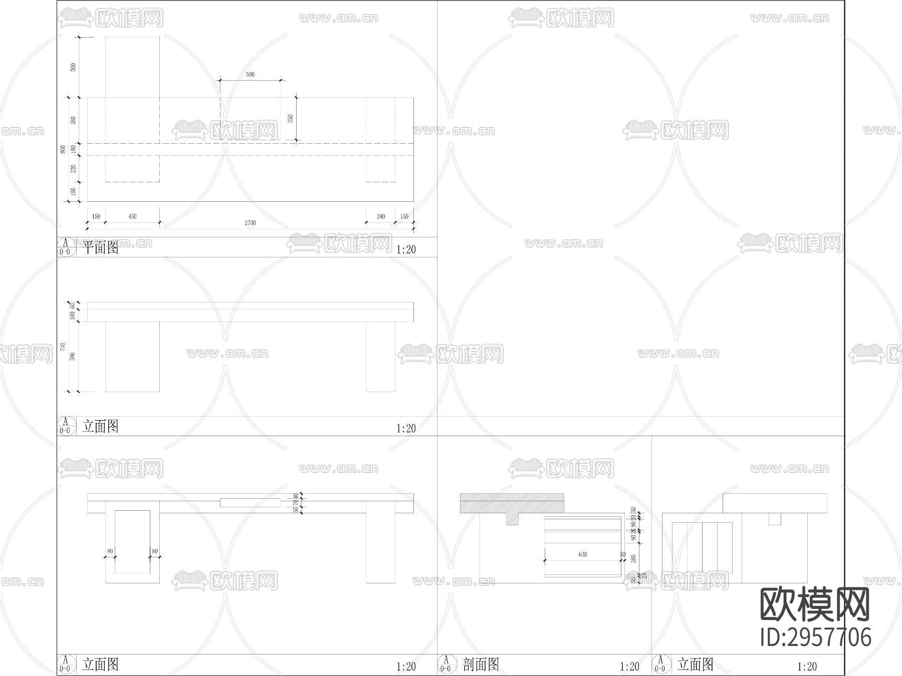 高档餐厅家具设计图cad大样图下载（渲染图2）