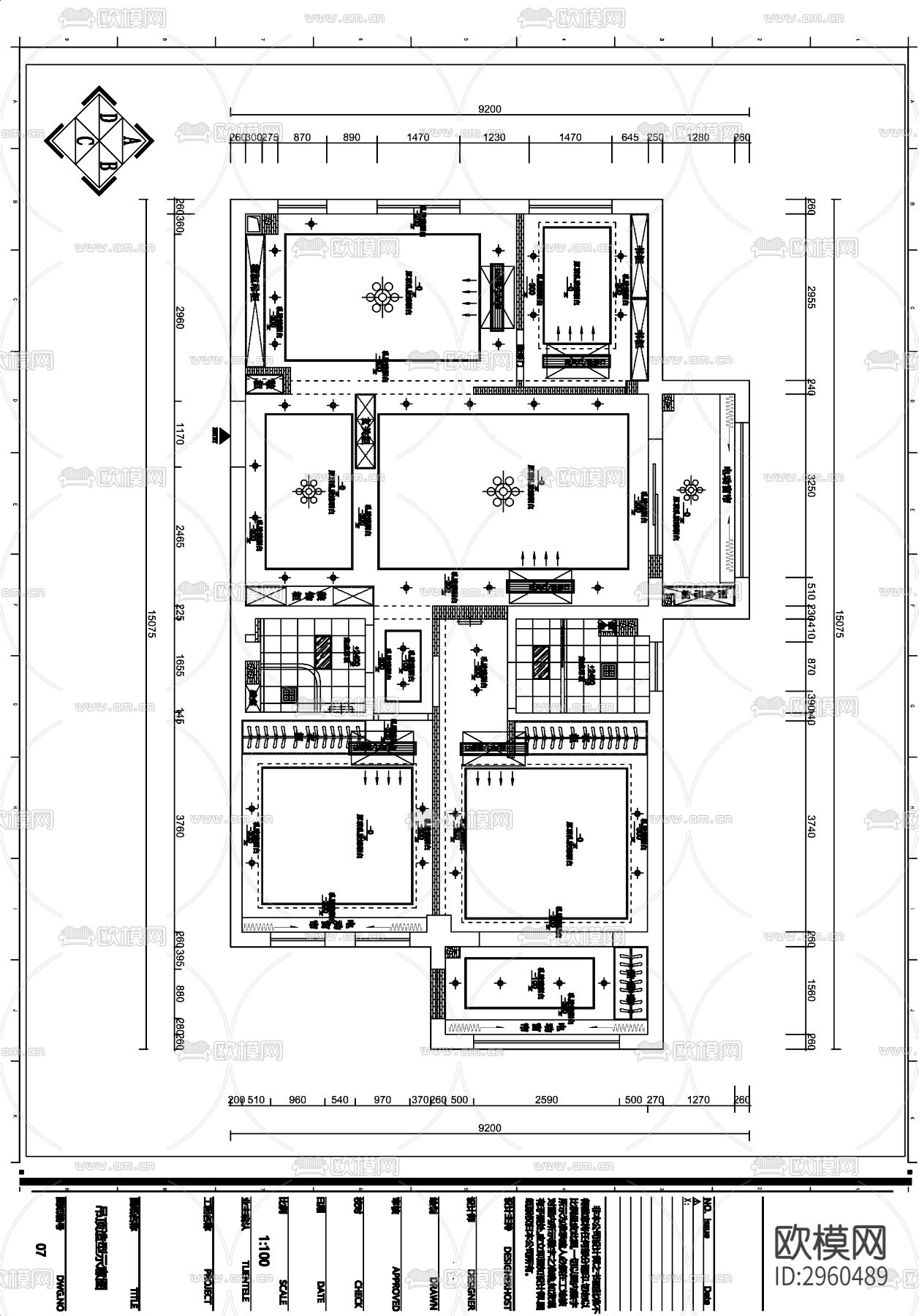 115㎡家装整套cad施工图下载（渲染图2）