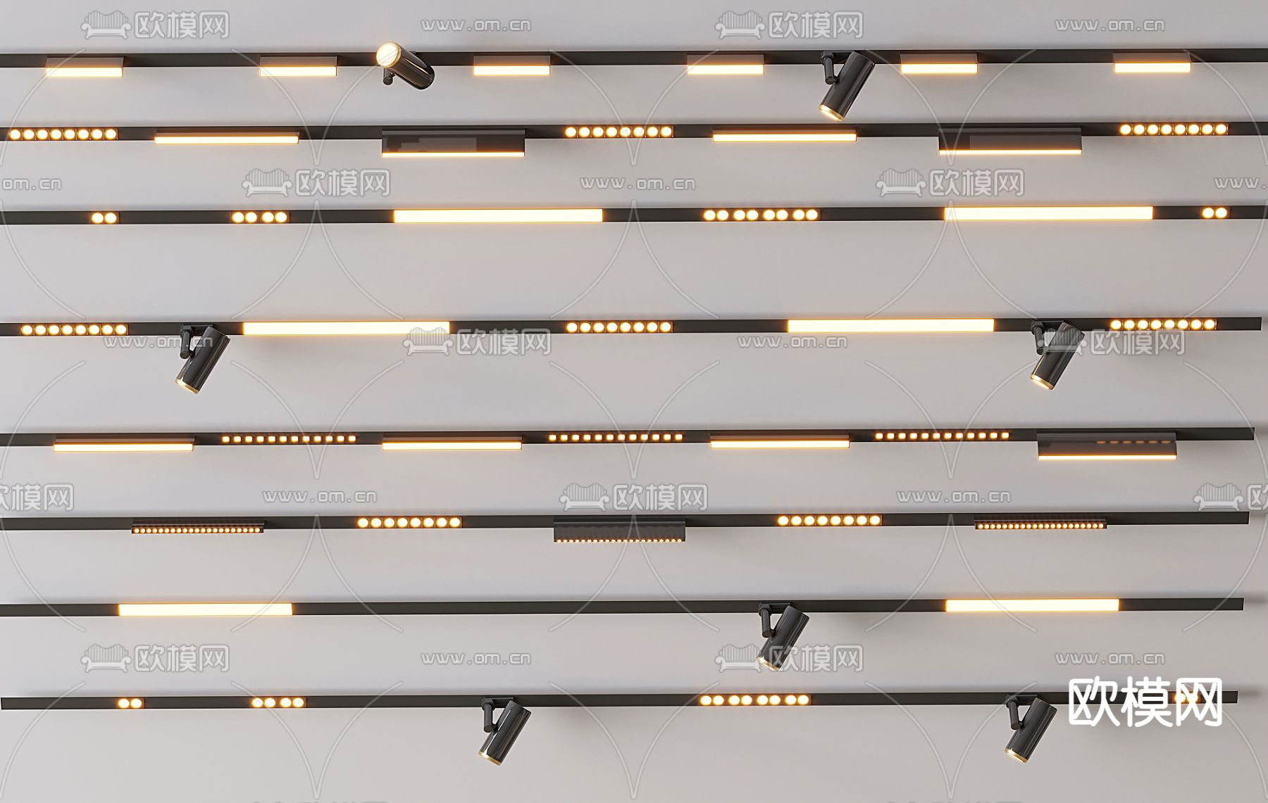 磁吸轨道灯 射灯su模型下载（渲染图2）