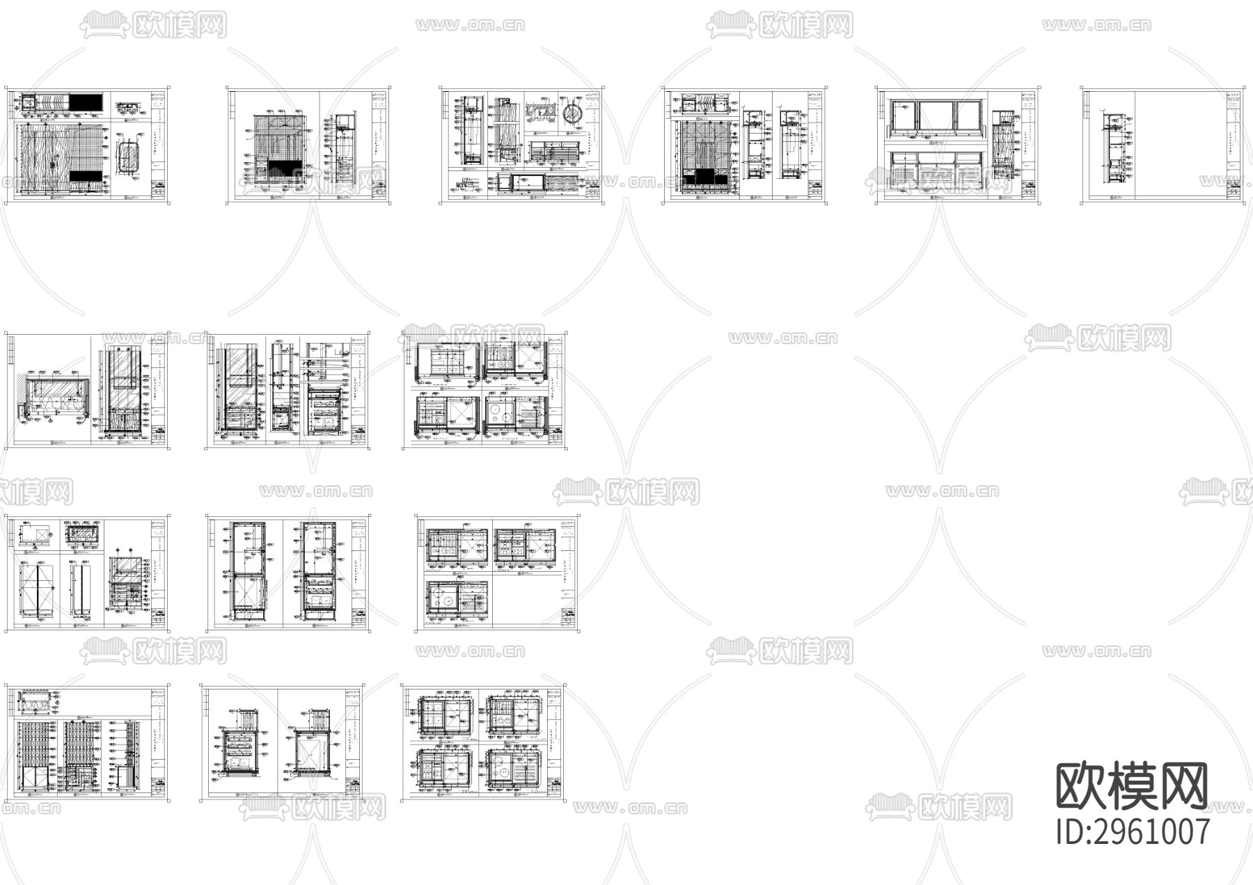 12类酒店衣柜迷你吧柜体cad大样图下载（渲染图5）