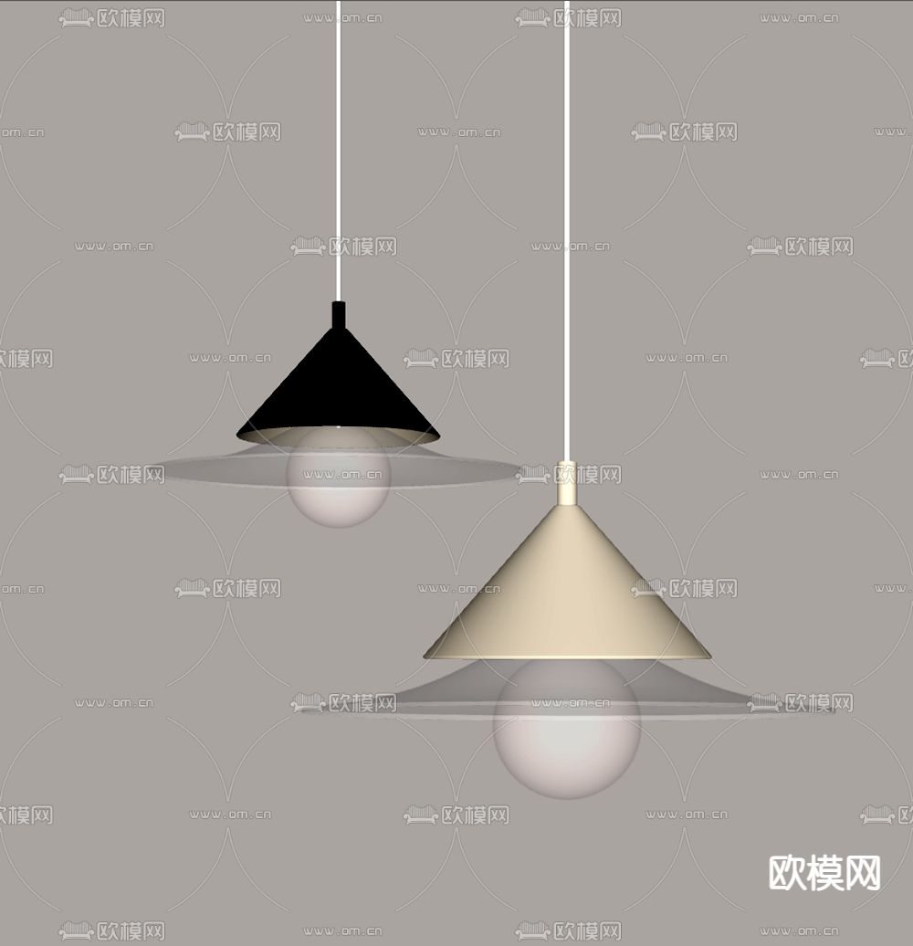 奶油风小吊灯su模型下载（渲染图2）