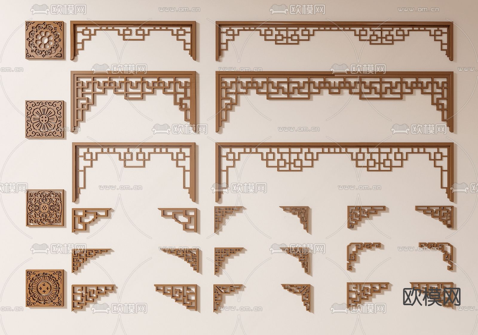 新中式角花 隔断 角线su模型下载