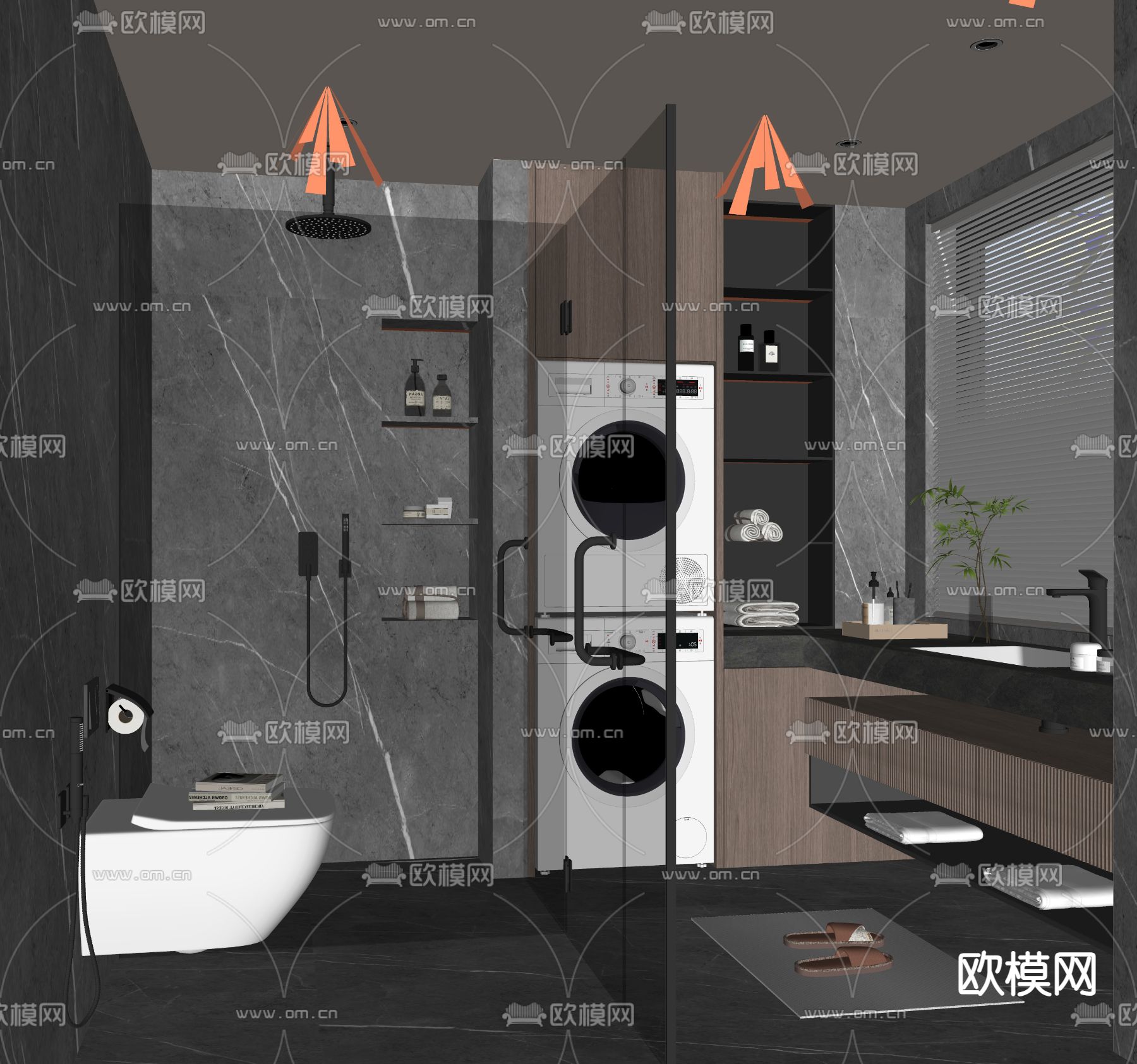 现代卫生间 浴室su模型下载（渲染图1）