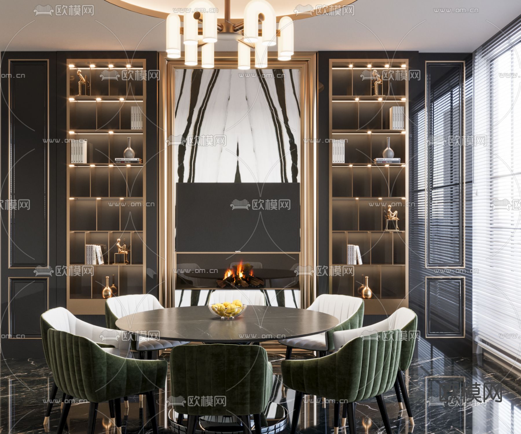 后现代餐厅3d模型下载