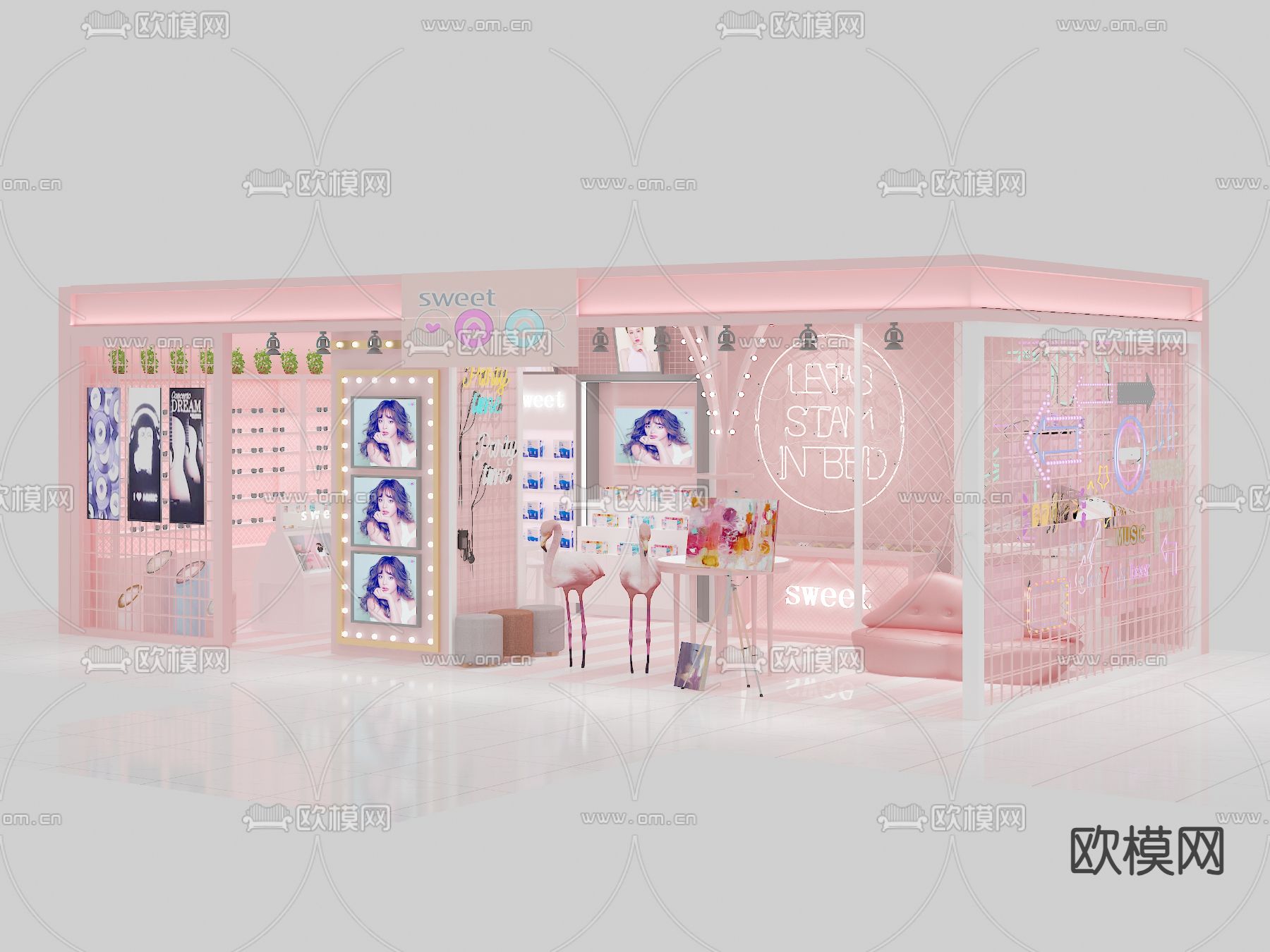 现代眼镜店su模型下载（渲染图1）