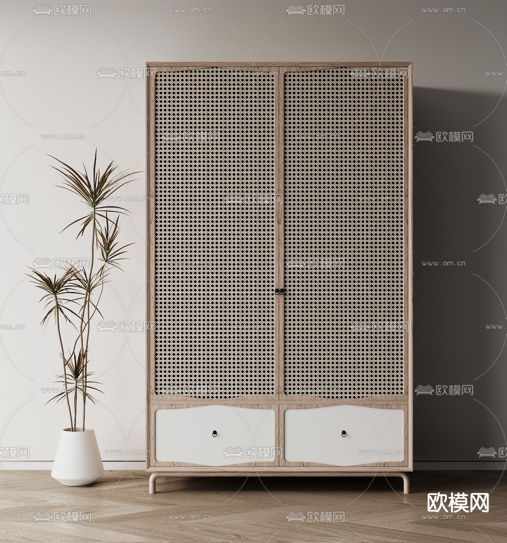 藤编衣柜 侘寂衣柜3d模型下载