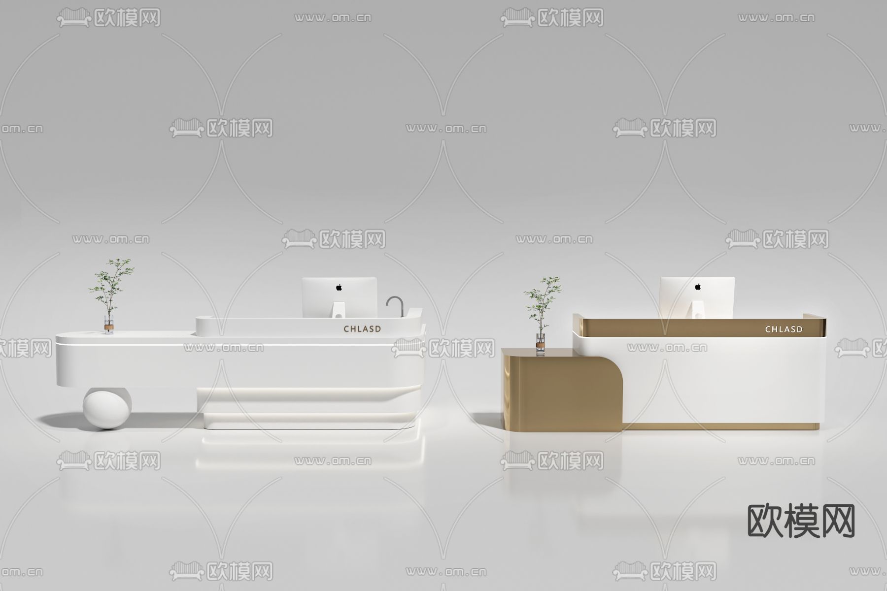 现代前台 接待台 收银台su模型下载（渲染图1）
