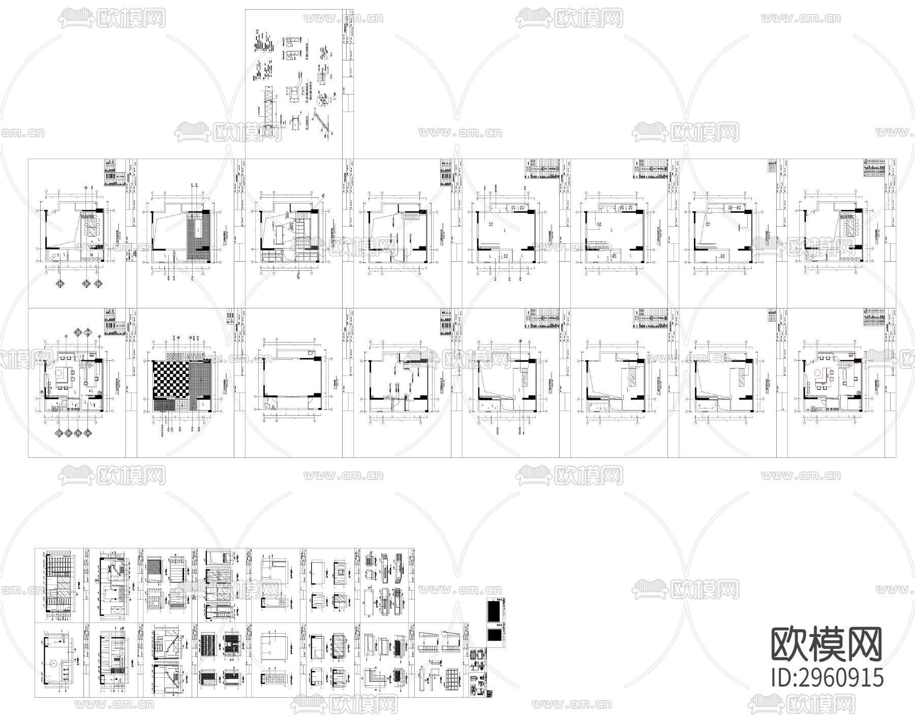 家庭工作室cad施工图下载（渲染图9）