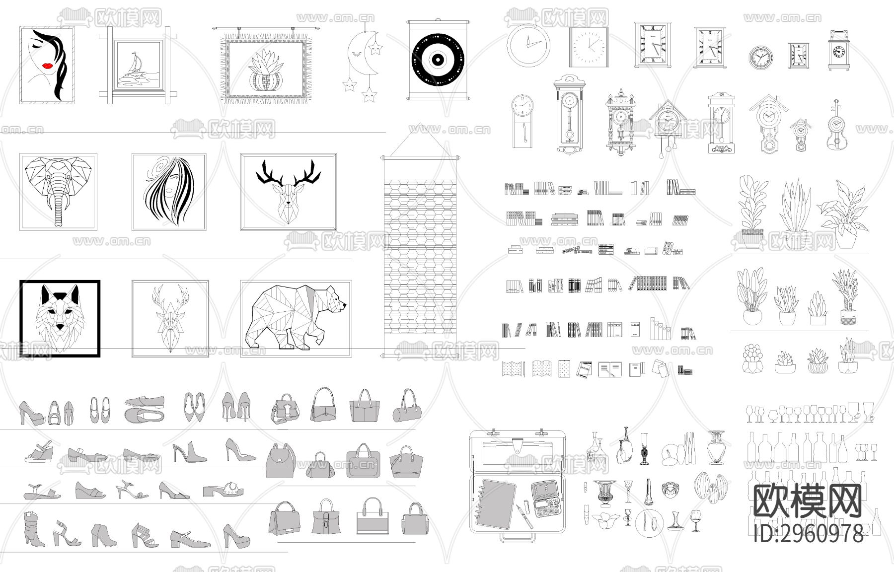 装饰画cad图库下载（渲染图4）