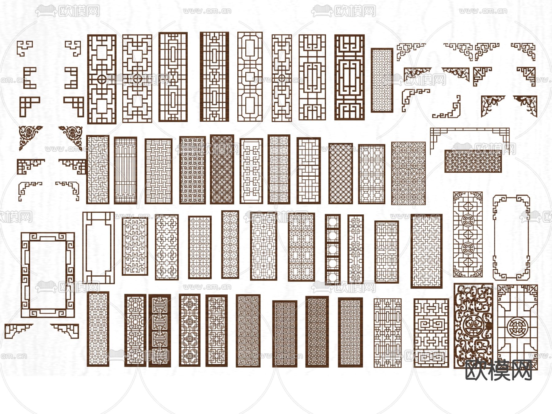 中式花窗 露花窗 花格窗 屏风 隔断su模型下载