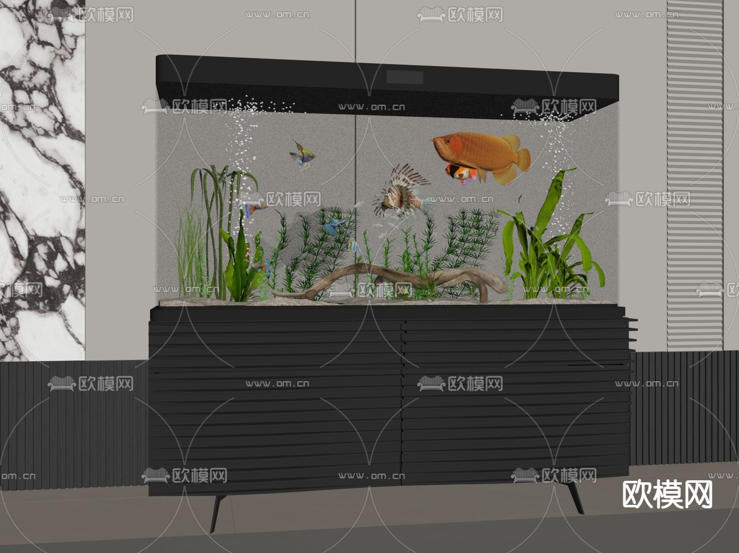 恒温鱼缸 水族 水箱su模型下载（渲染图2）
