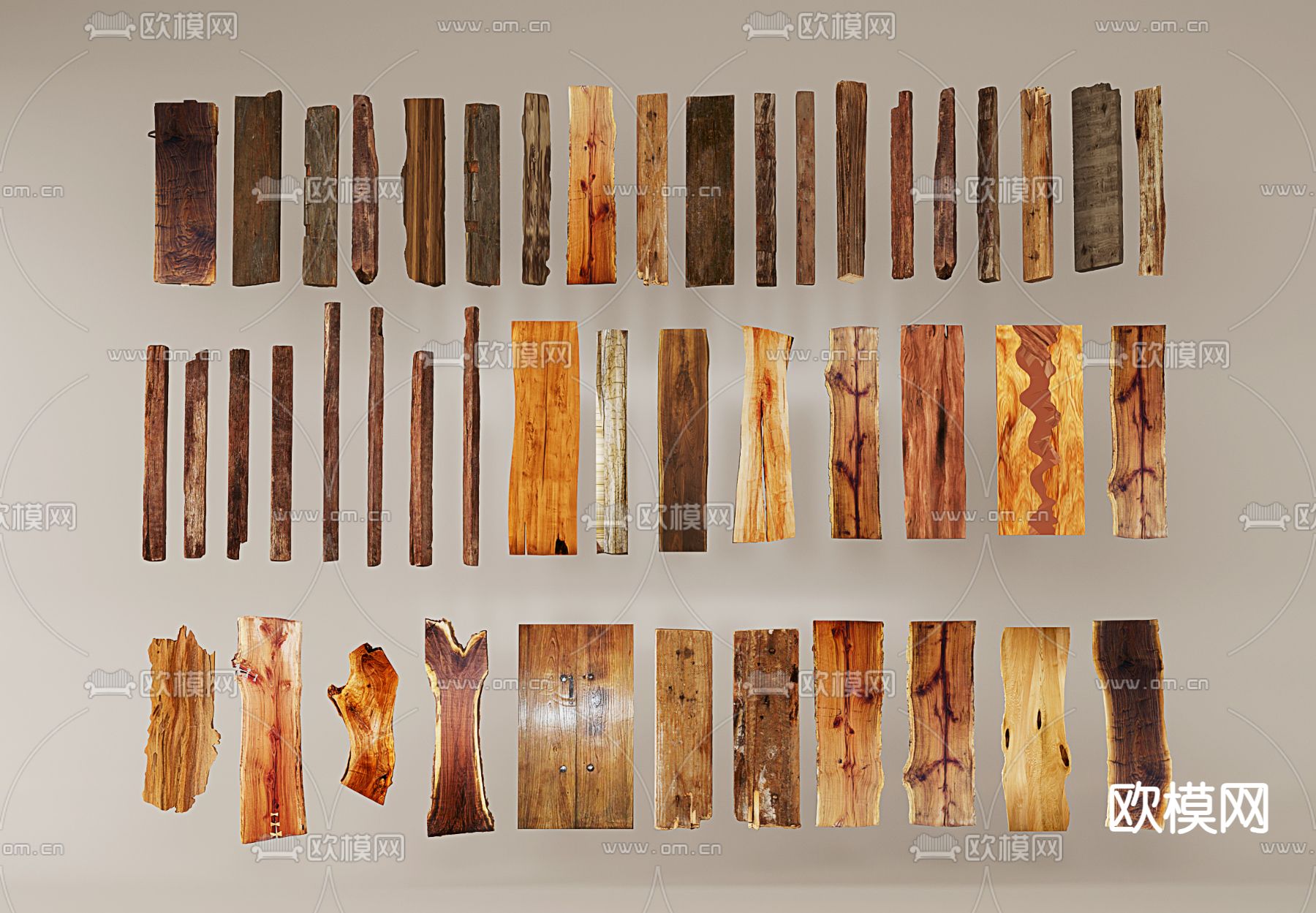 旧木头 旧木板 木块 木条3d模型下载