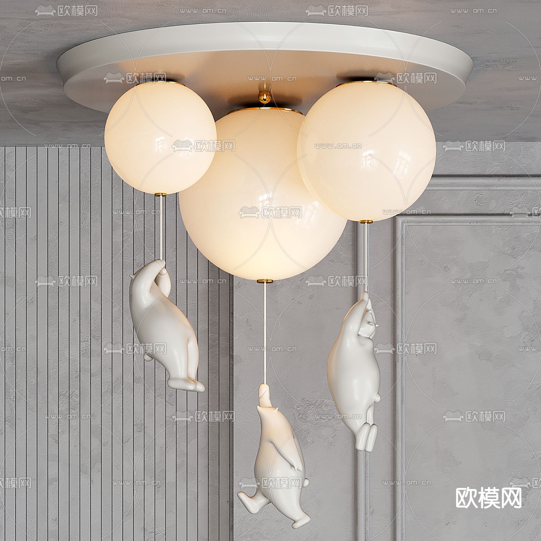 现代吸顶灯su模型下载（渲染图2）