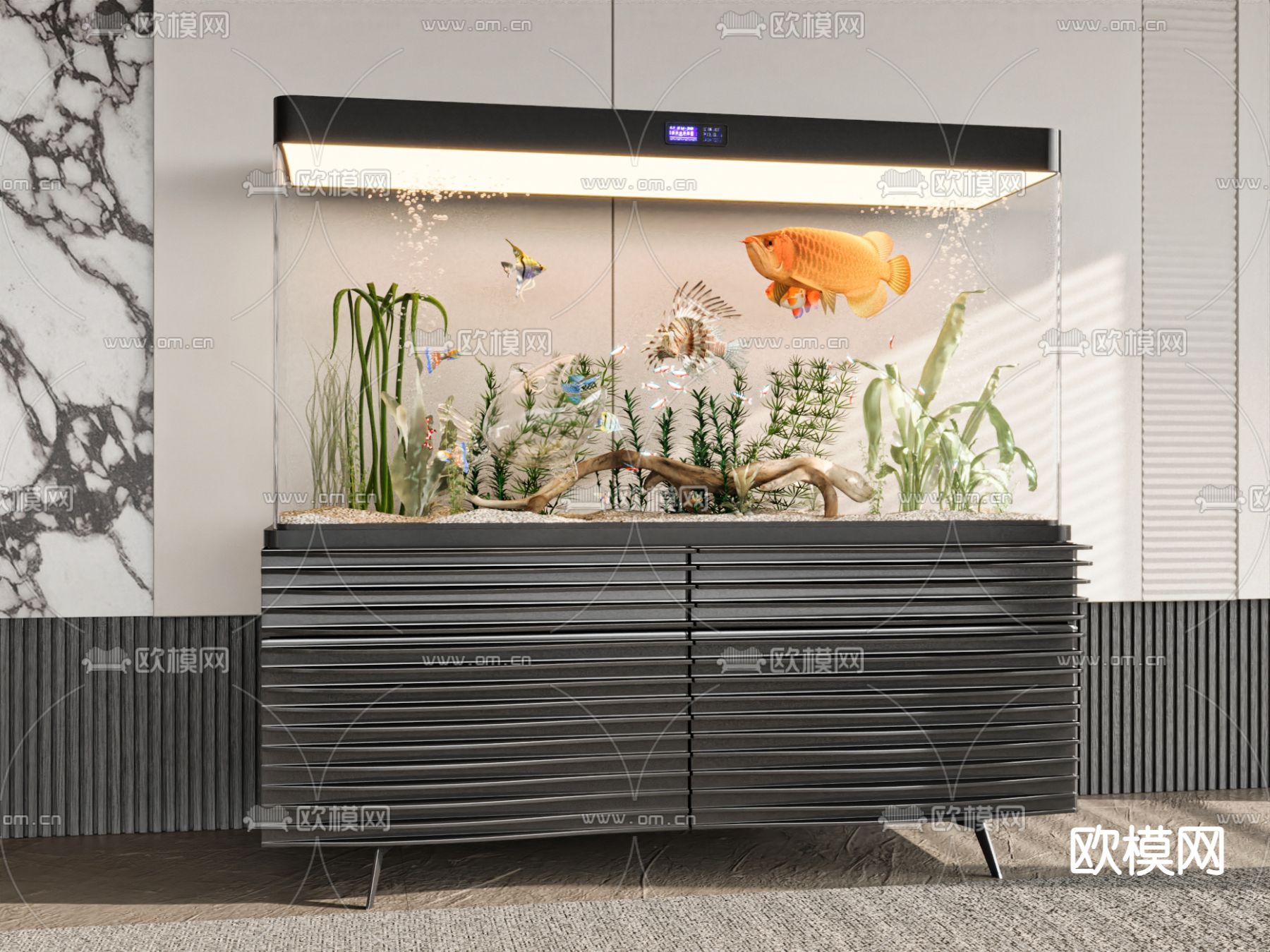 恒温鱼缸 水族 水箱su模型下载（渲染图1）