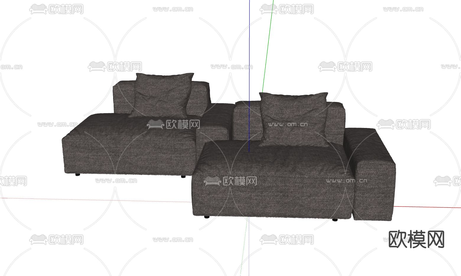 现代多人沙发su模型下载（渲染图1）