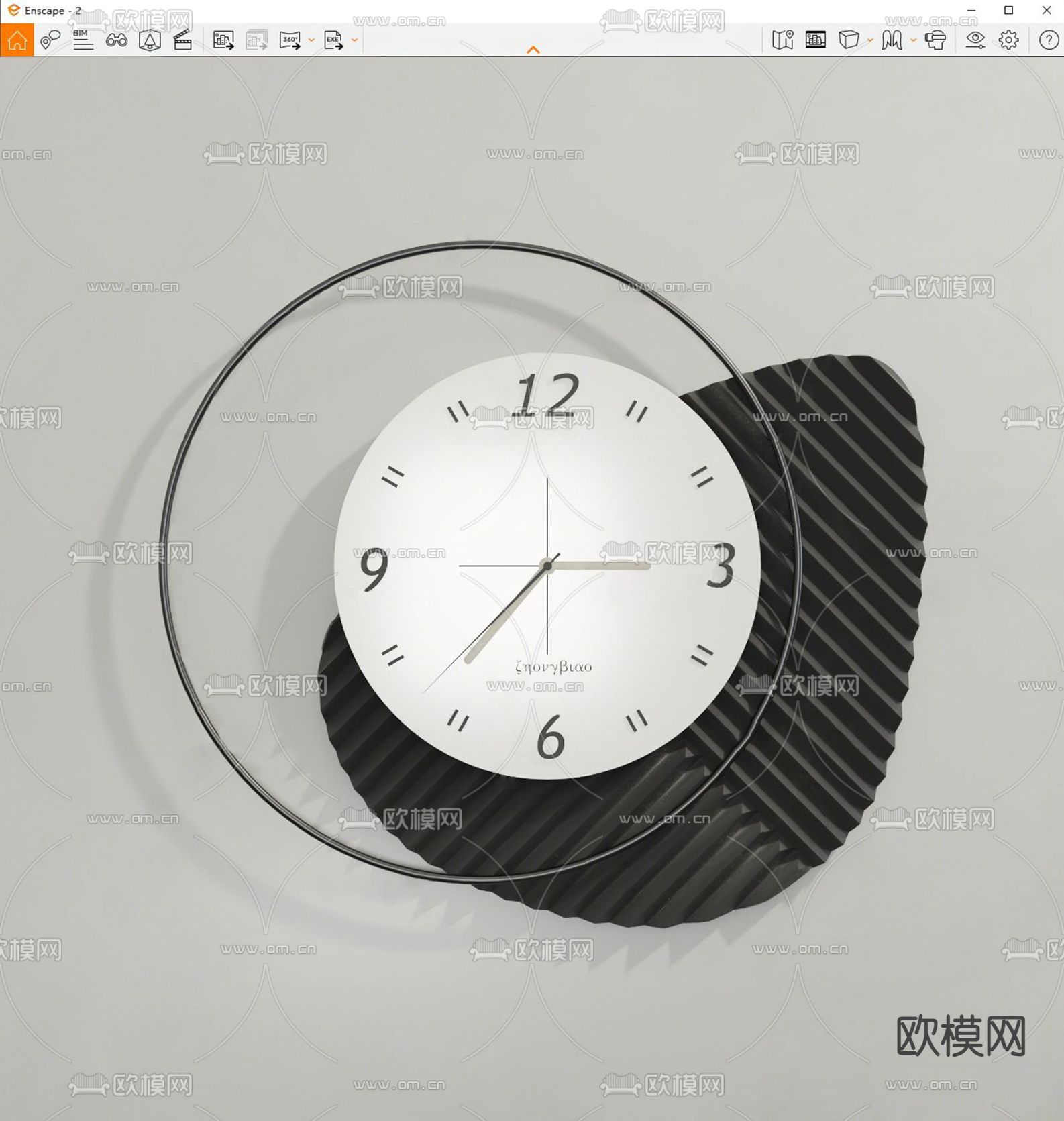 现代时钟 挂钟 钟表su模型下载（渲染图2）