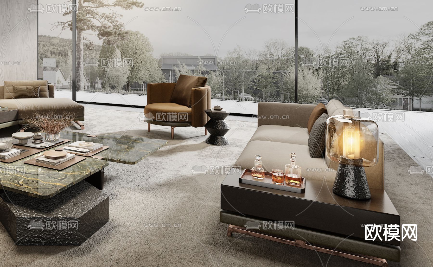 Minotti 客厅 组合沙发su模型下载（渲染图2）