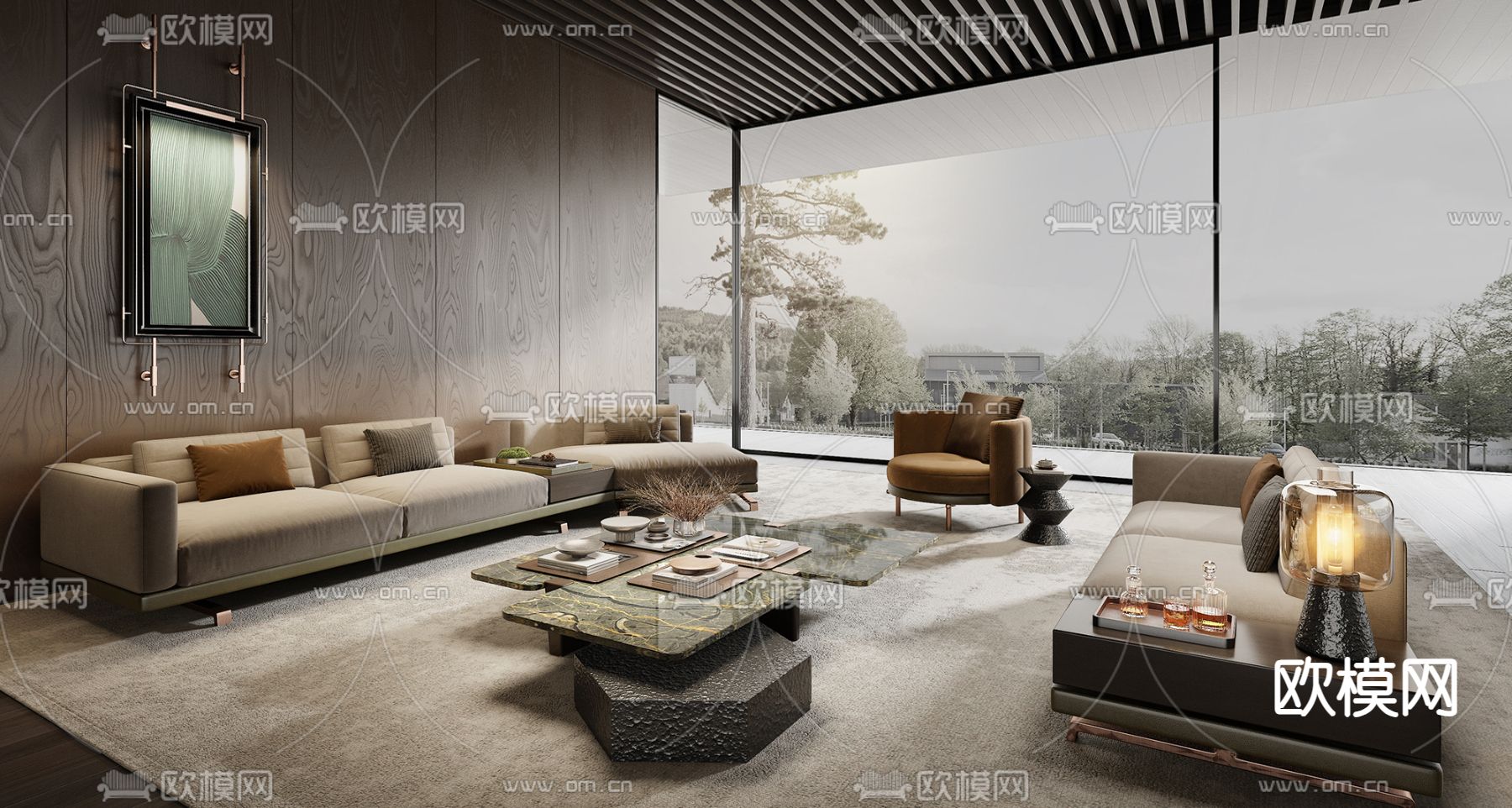 Minotti 客厅 组合沙发su模型下载（渲染图1）