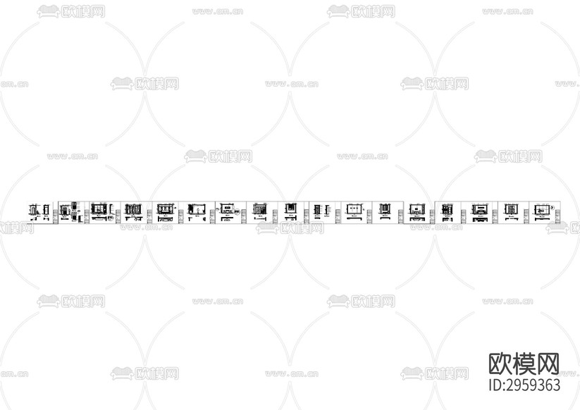 新中式風格平層cad施工圖下載(渲染圖1)