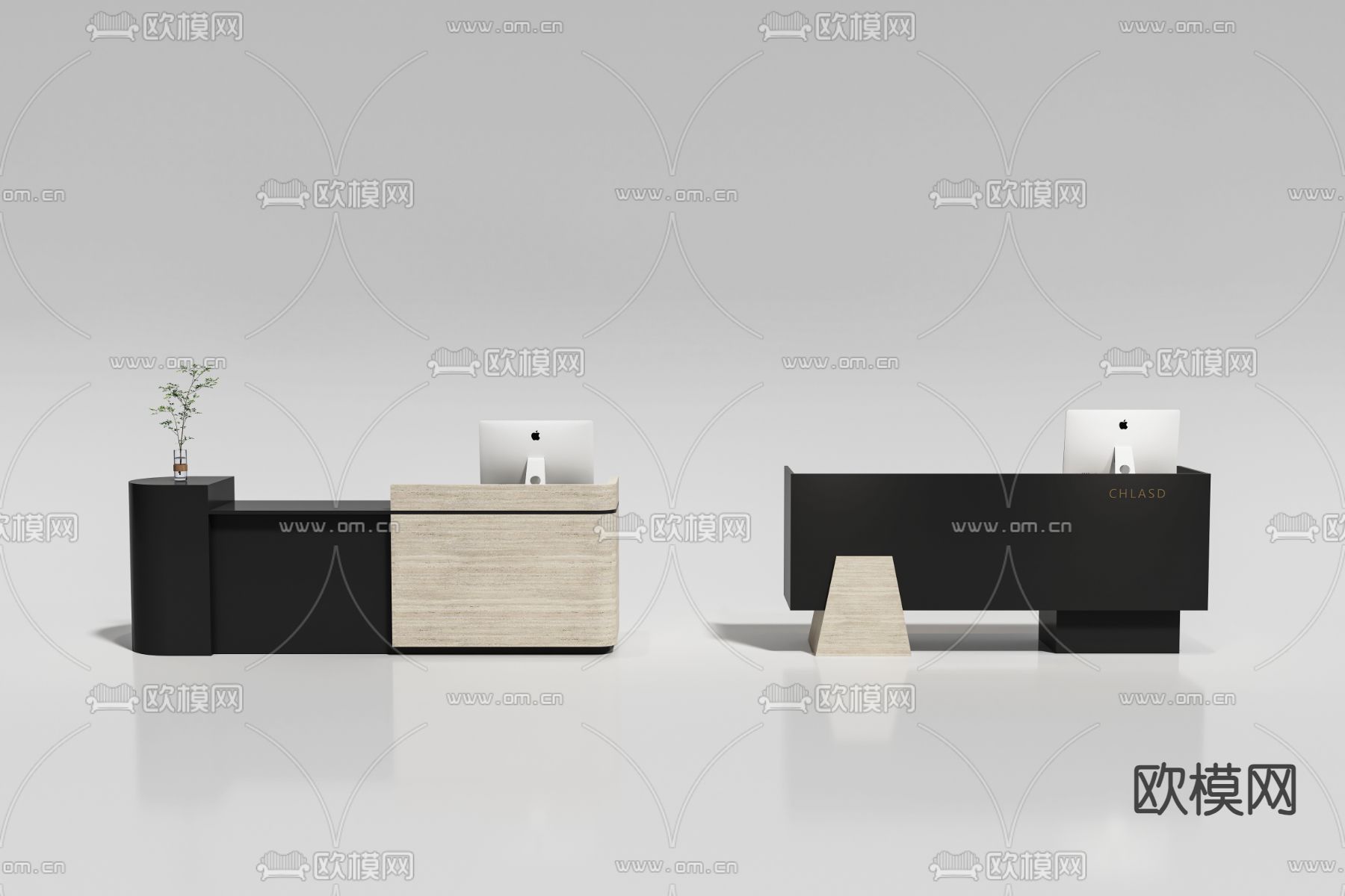 现代前台 接待台 收银台su模型下载（渲染图1）