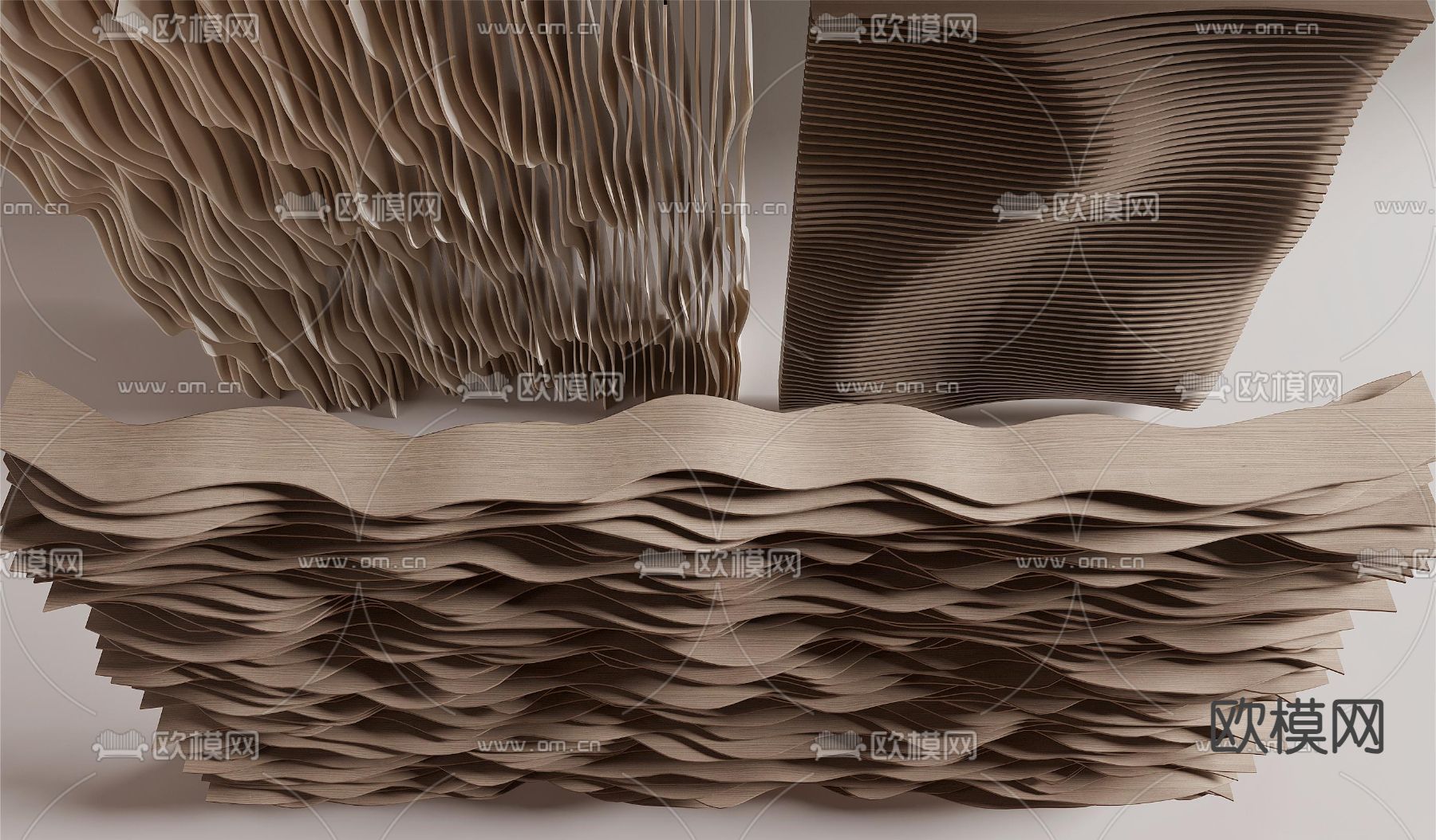 异型天花 格栅吊顶 曲线天花3d模型下载