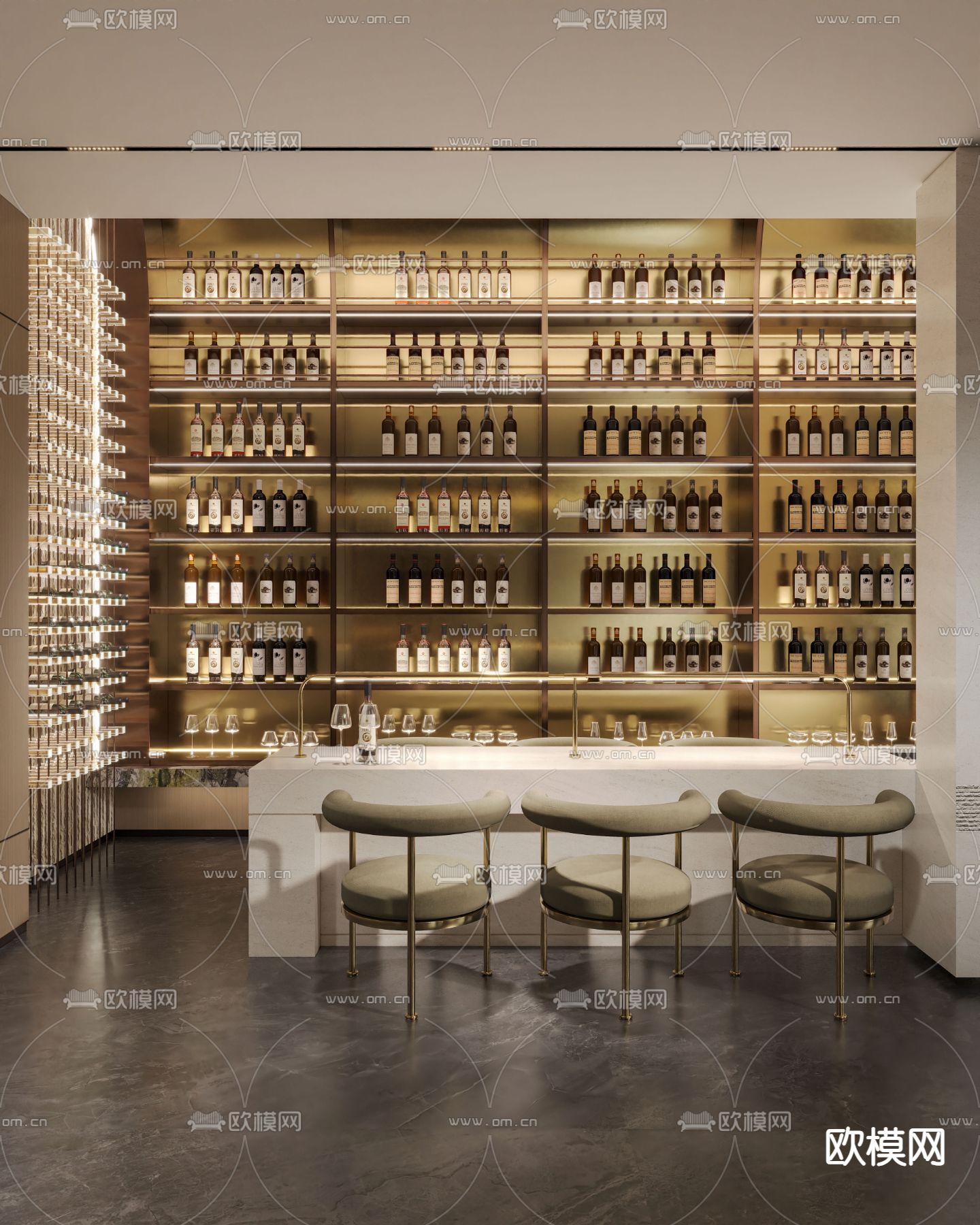 现代酒窖 藏酒室su模型下载（渲染图1）