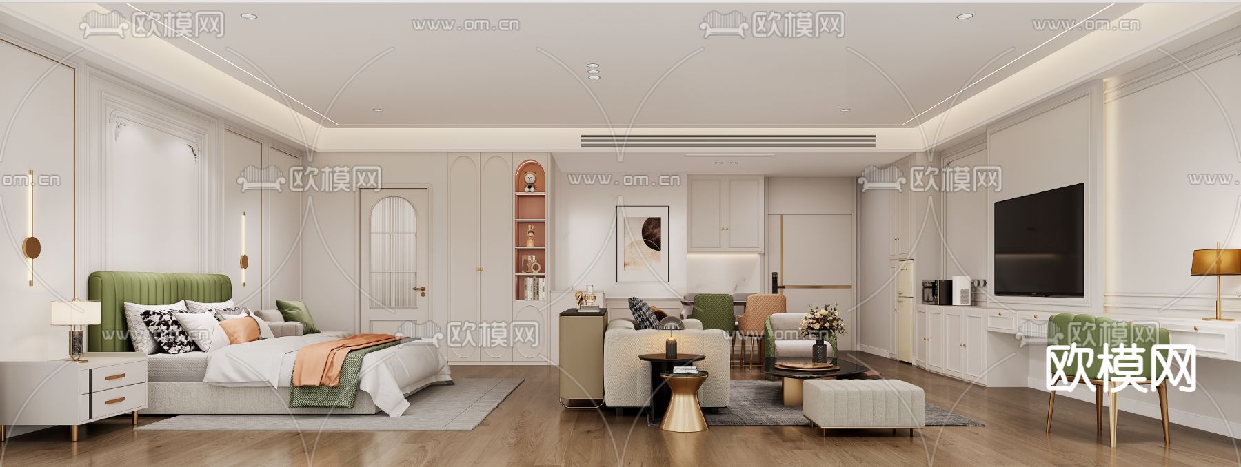 酒店客房 大床房3d模型下载