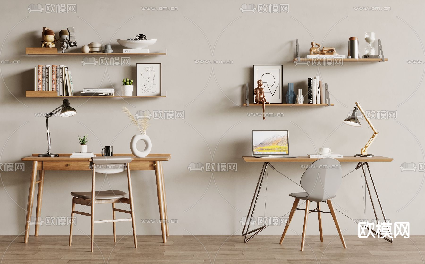 北欧书桌椅su模型下载