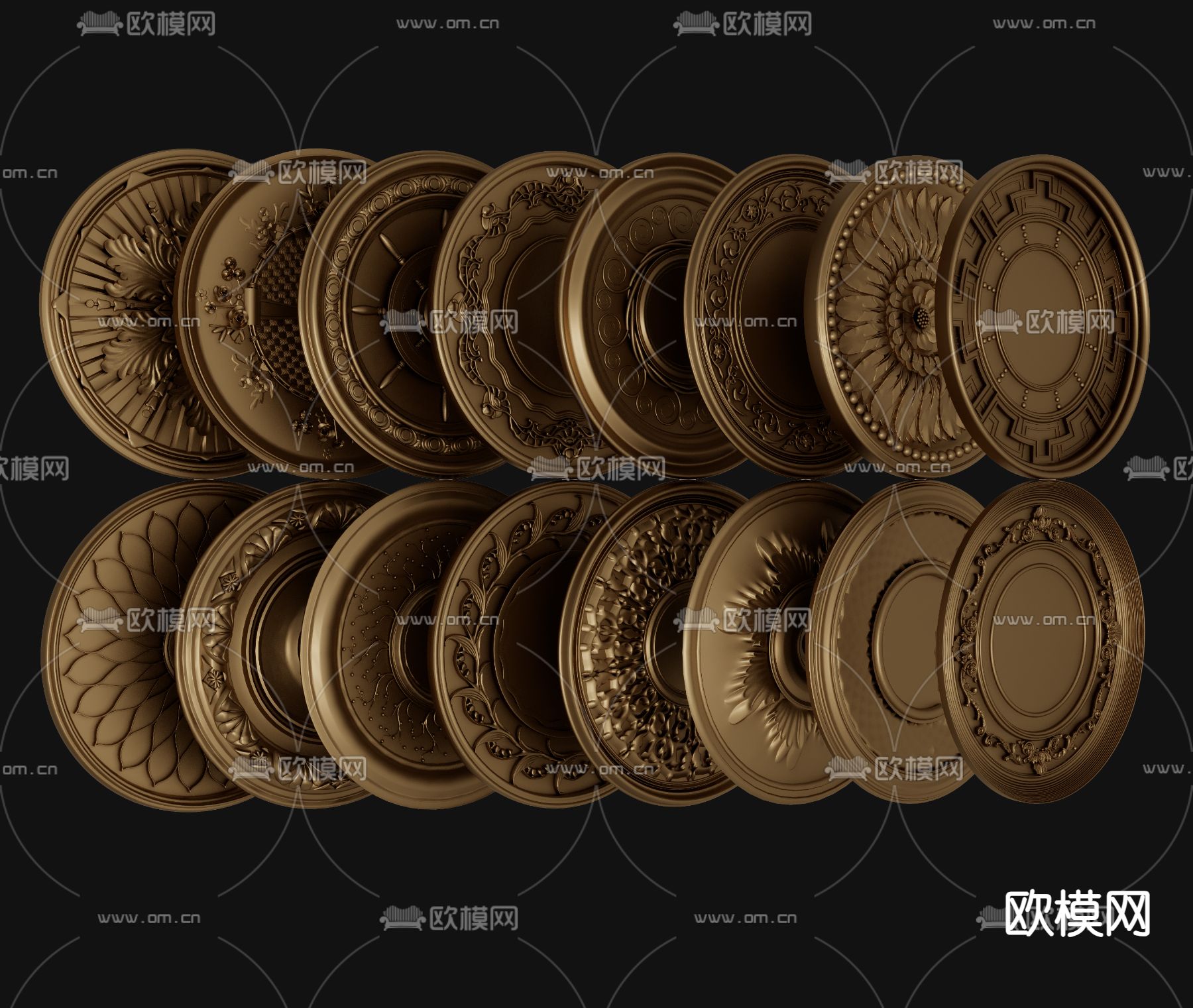 欧式古典雕花盘底座su模型下载（渲染图2）