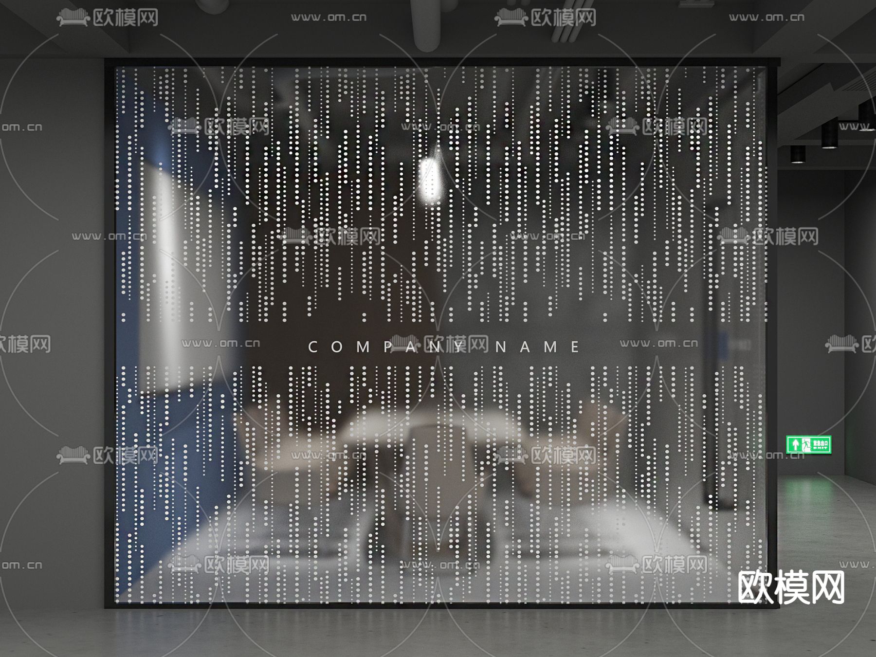 会议室 玻璃隔墙 玻璃贴膜3d模型下载