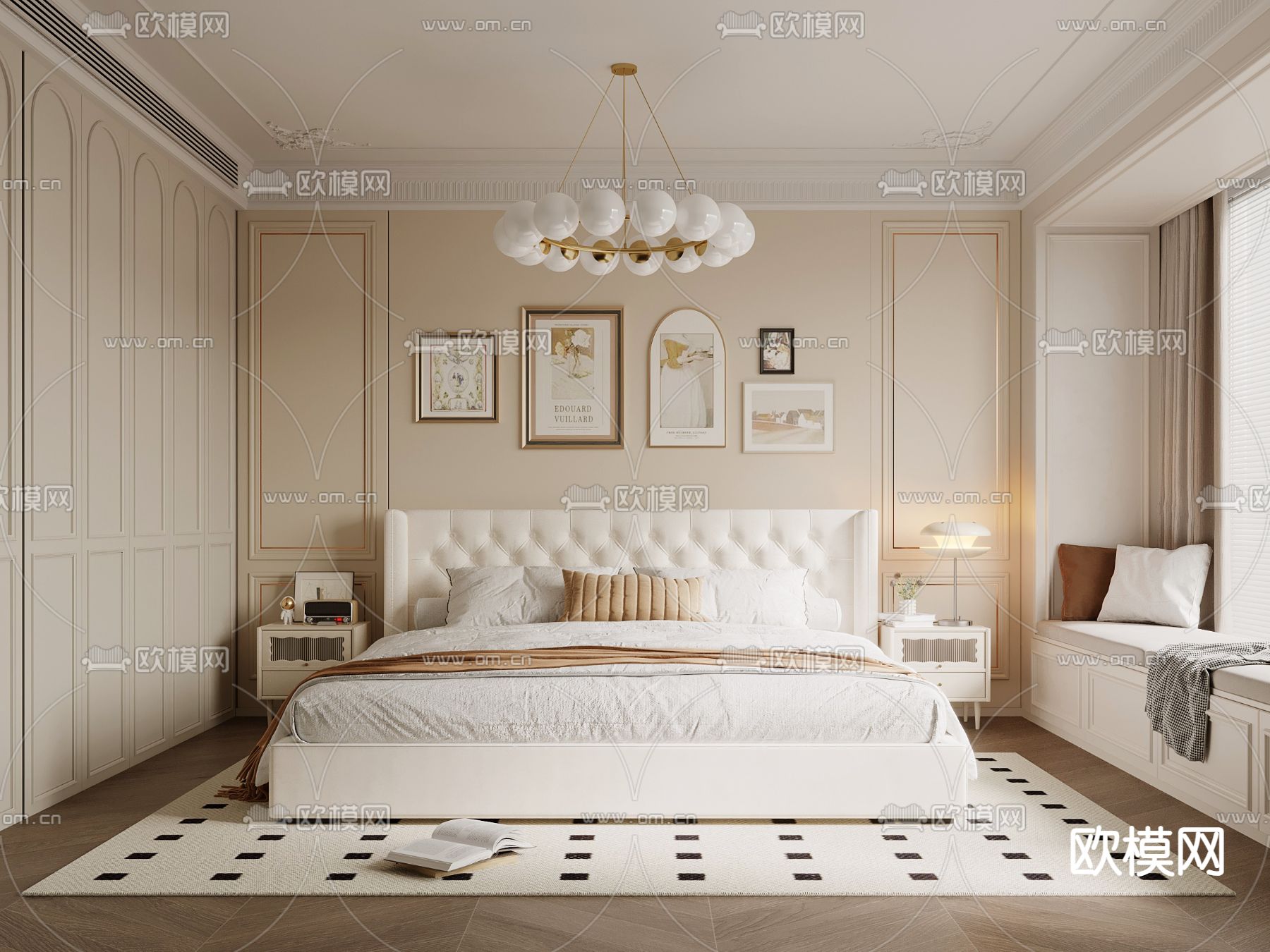 法式卧室 主人房3d模型下载