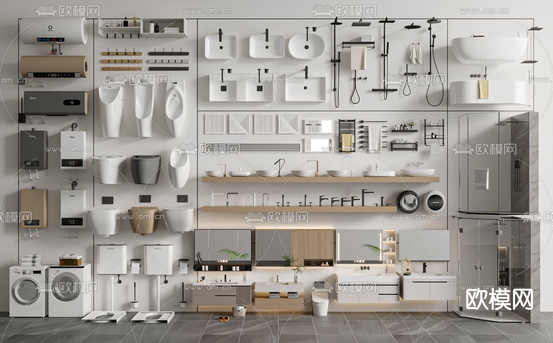 马桶 坐便器 浴室柜 台盆 洁具3d模型下载