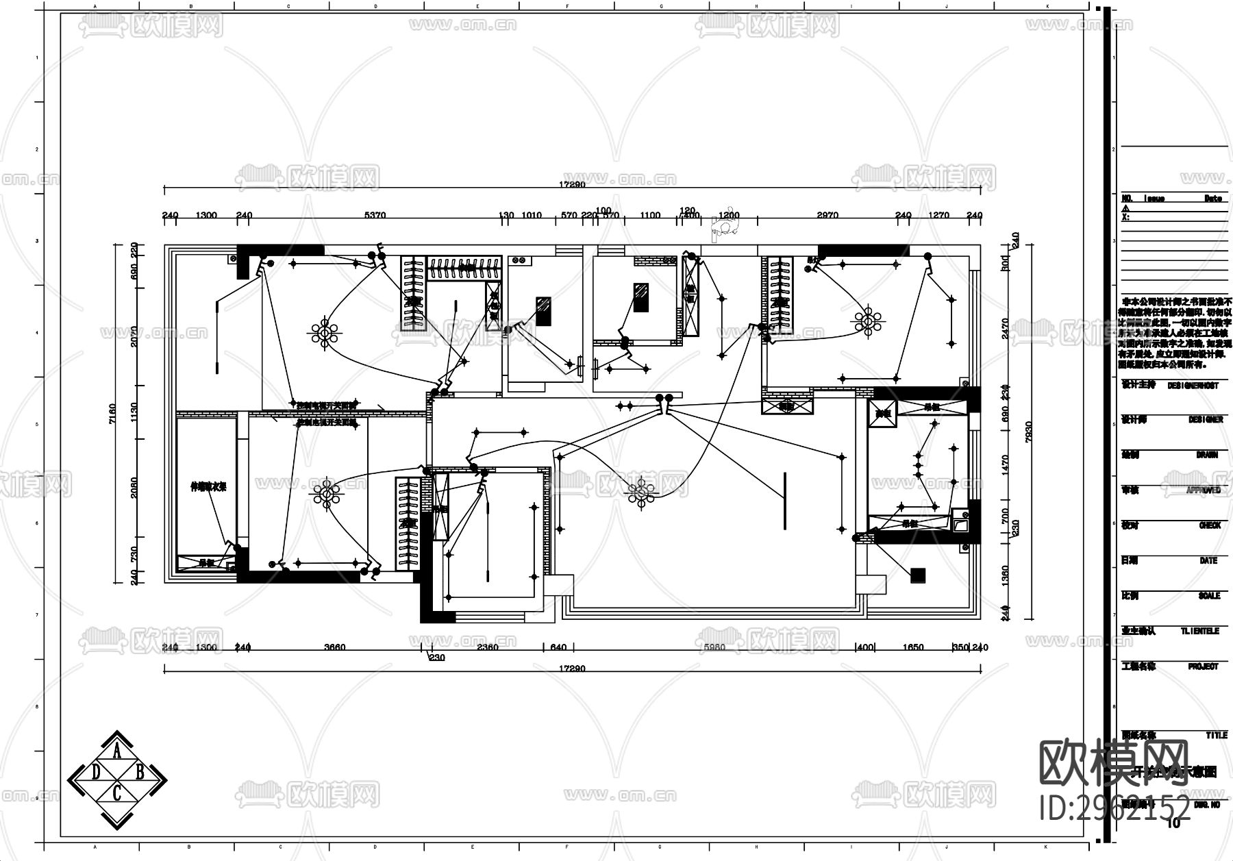 129㎡家装整套CAD施工图下载（渲染图4）
