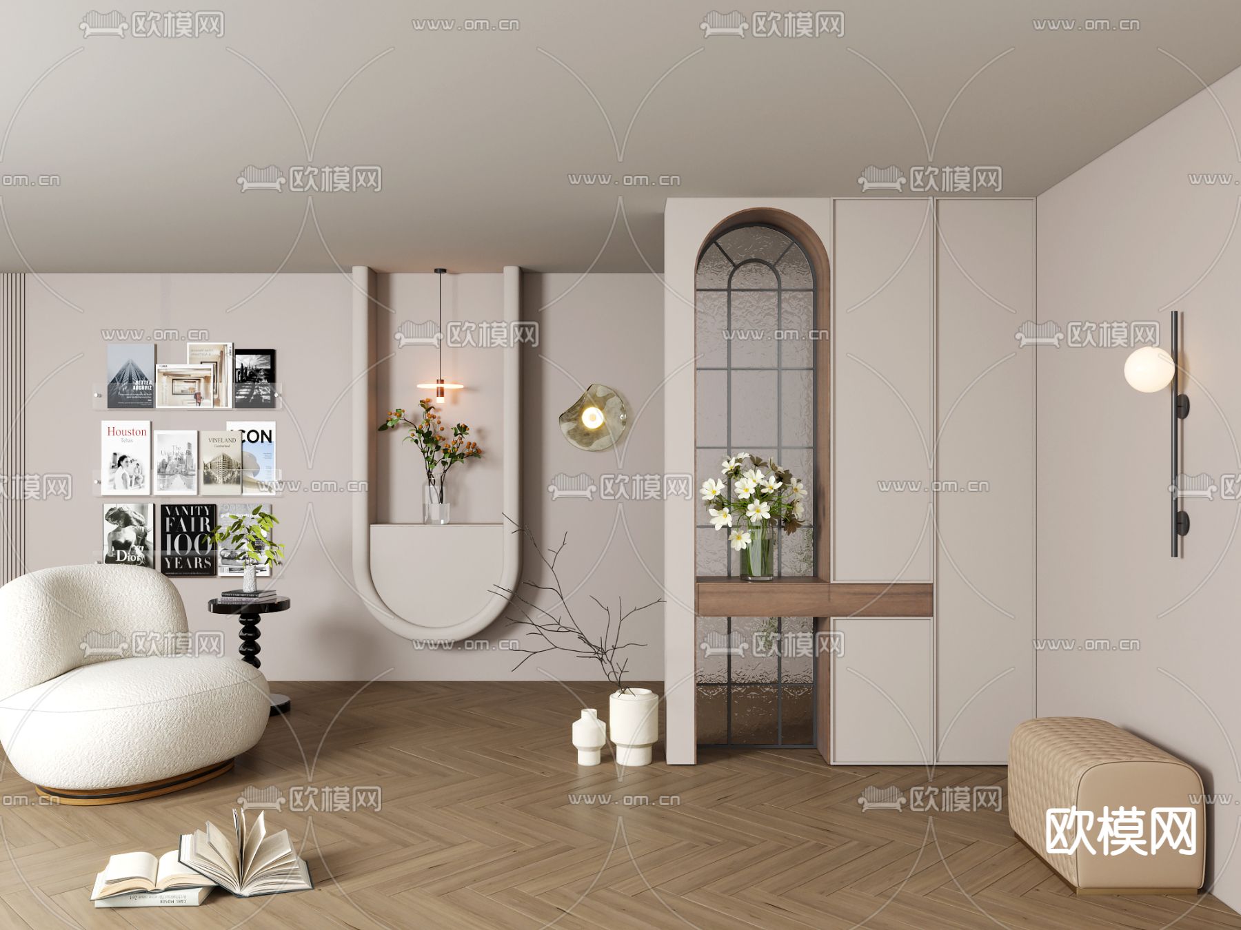 法式鞋柜 玄关隔断3d模型下载