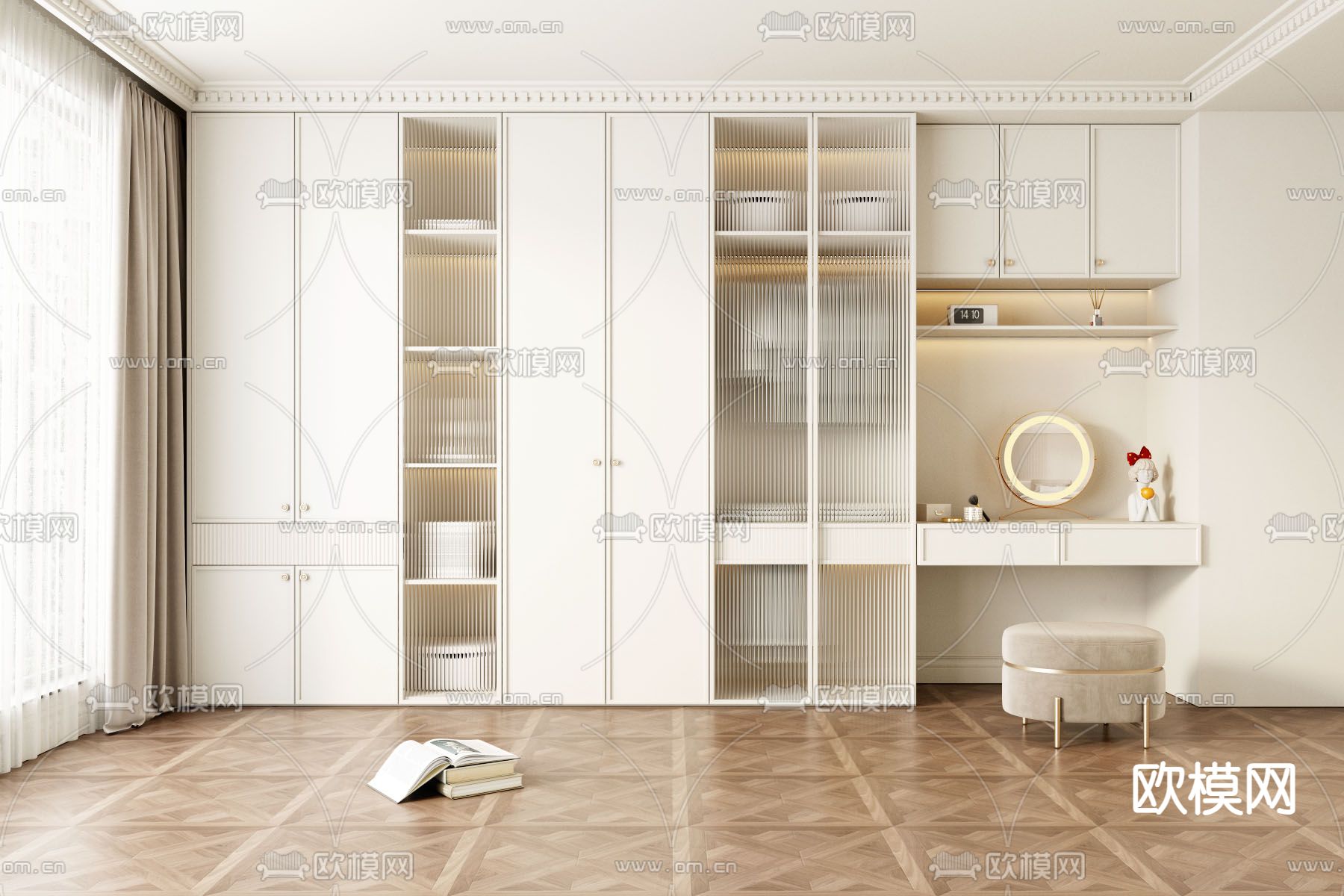 法式衣柜su模型下载（渲染图2）