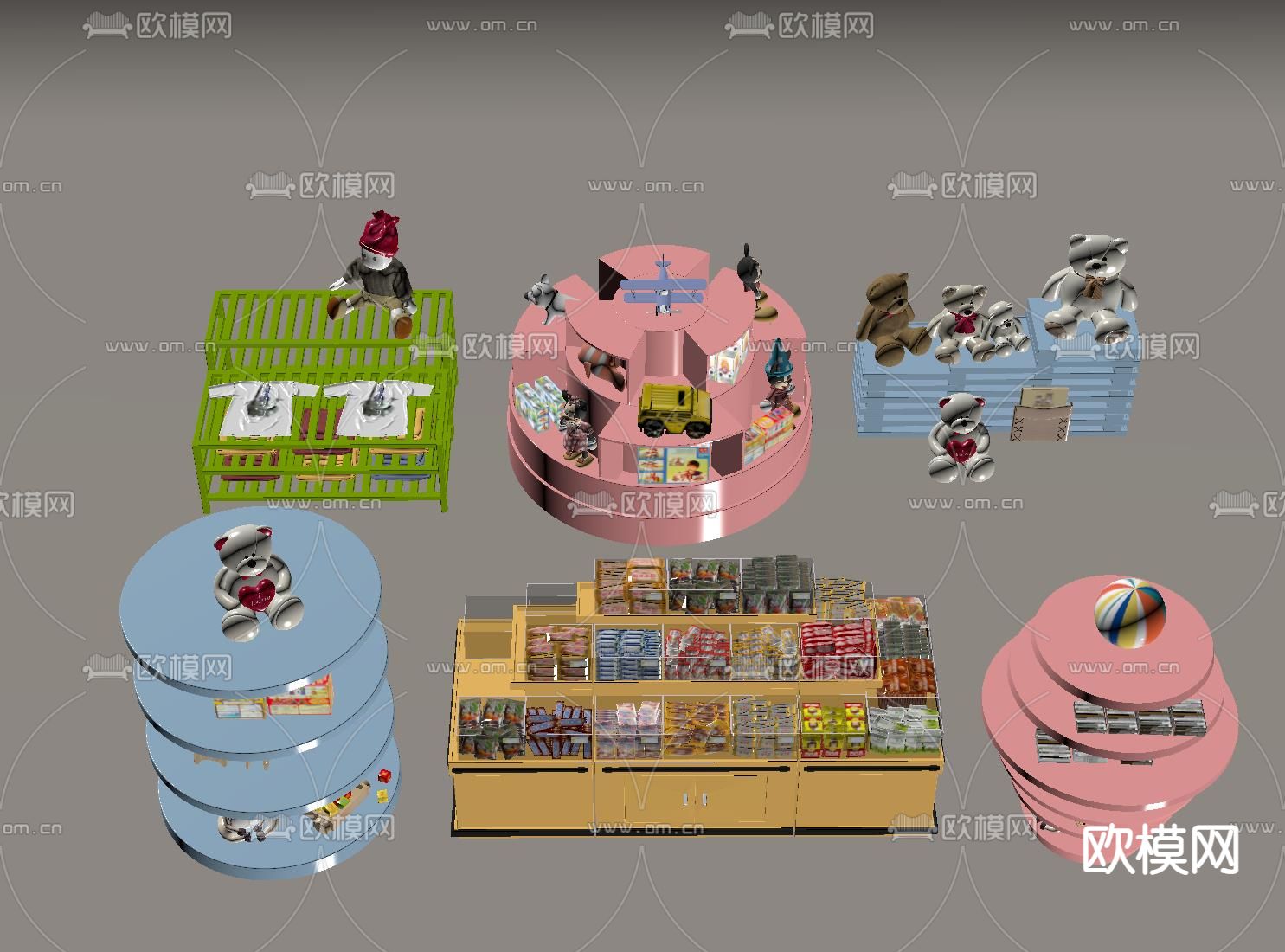 儿童玩具展架su模型下载（渲染图1）