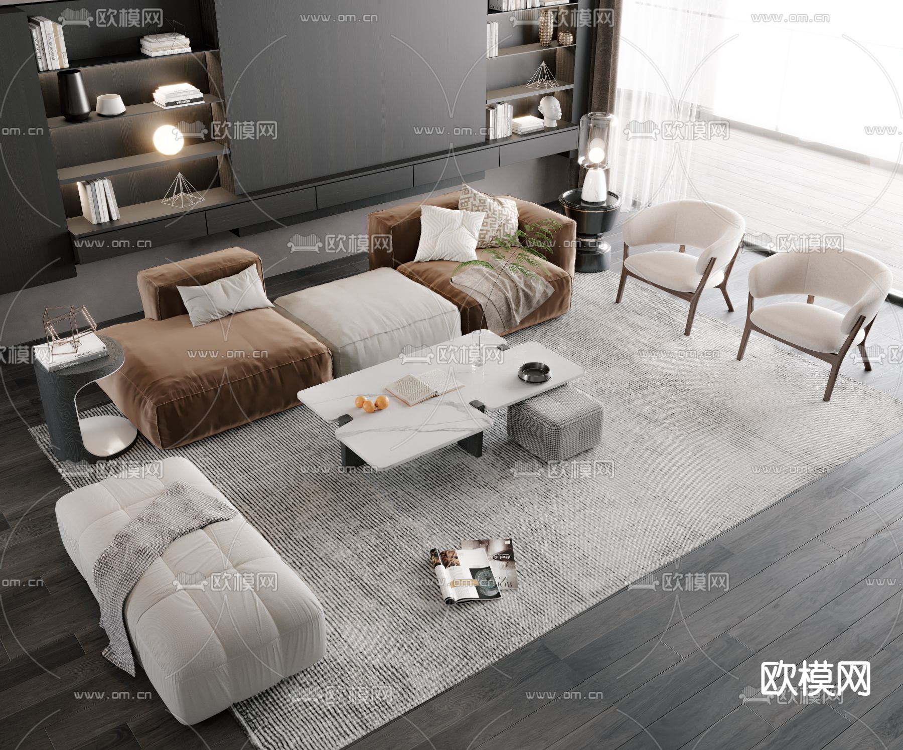 现代组合沙发3d模型下载