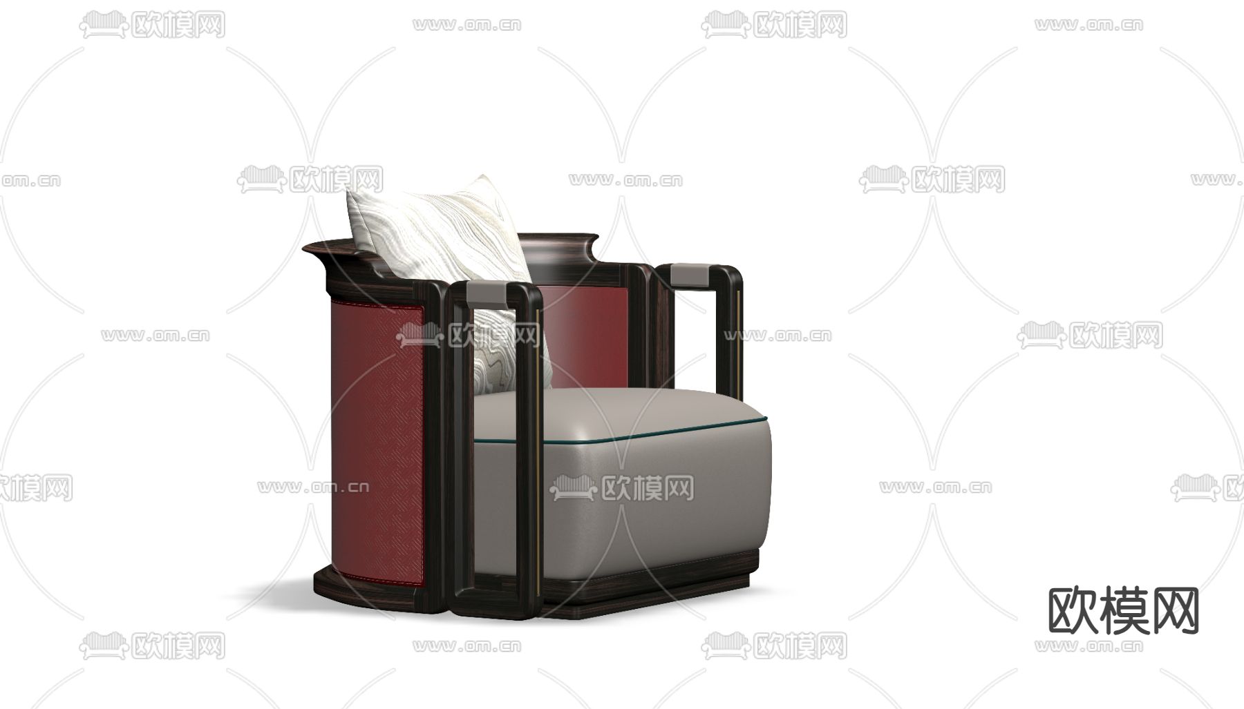 新中式沙发 单人沙发3d模型下载（渲染图1）