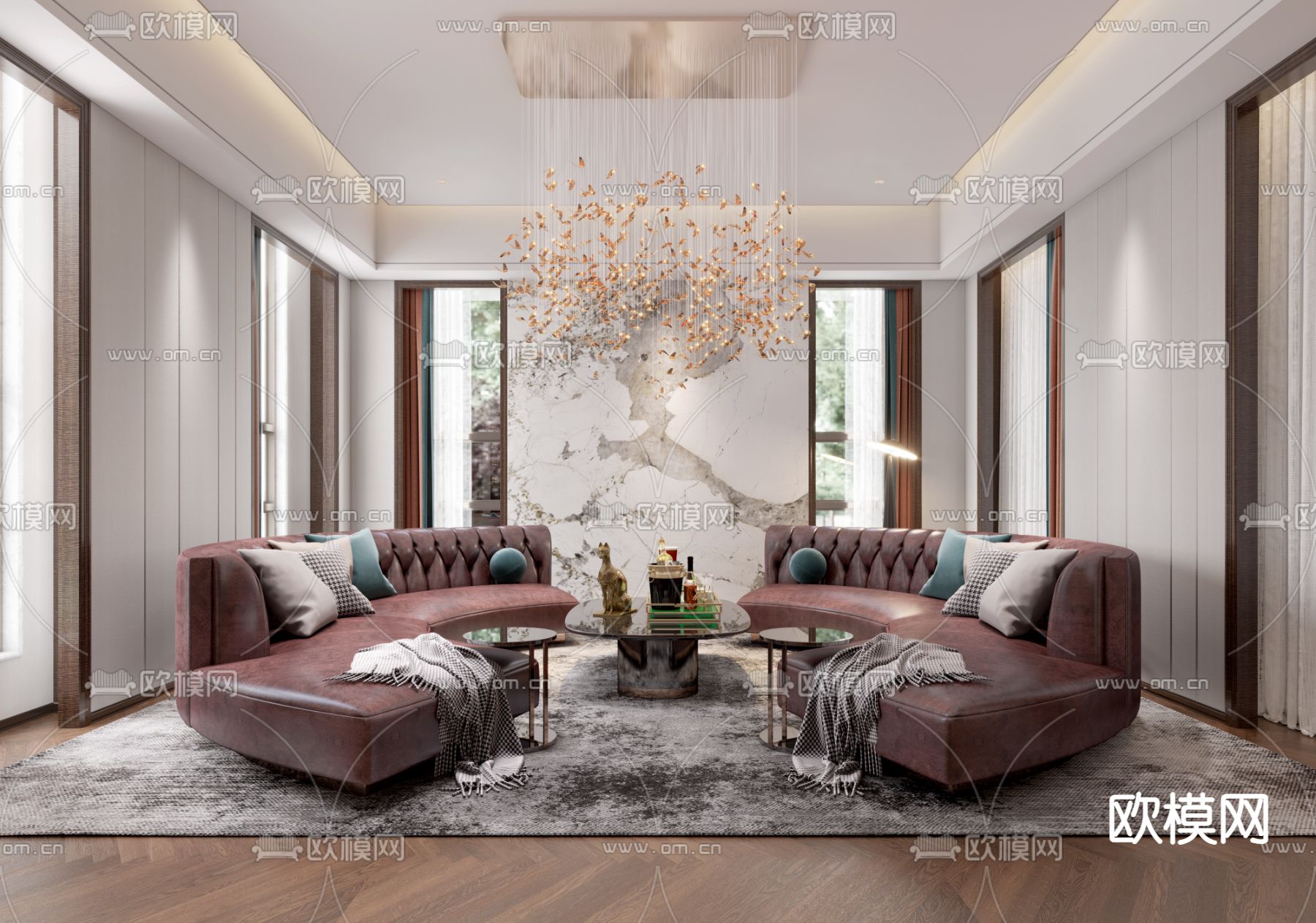 轻奢休闲室 品酒室 雪茄室3d模型下载（渲染图2）