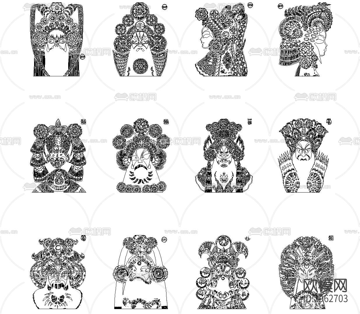 脸谱CAD图库下载（渲染图2）