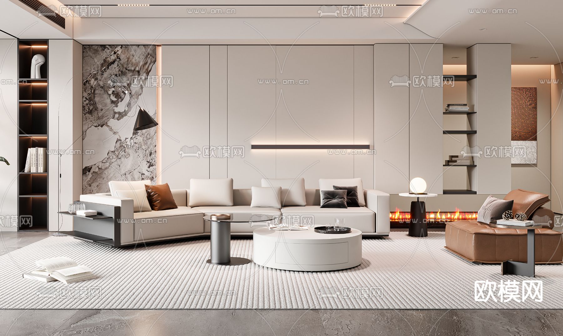 现代客厅3d模型下载（渲染图4）