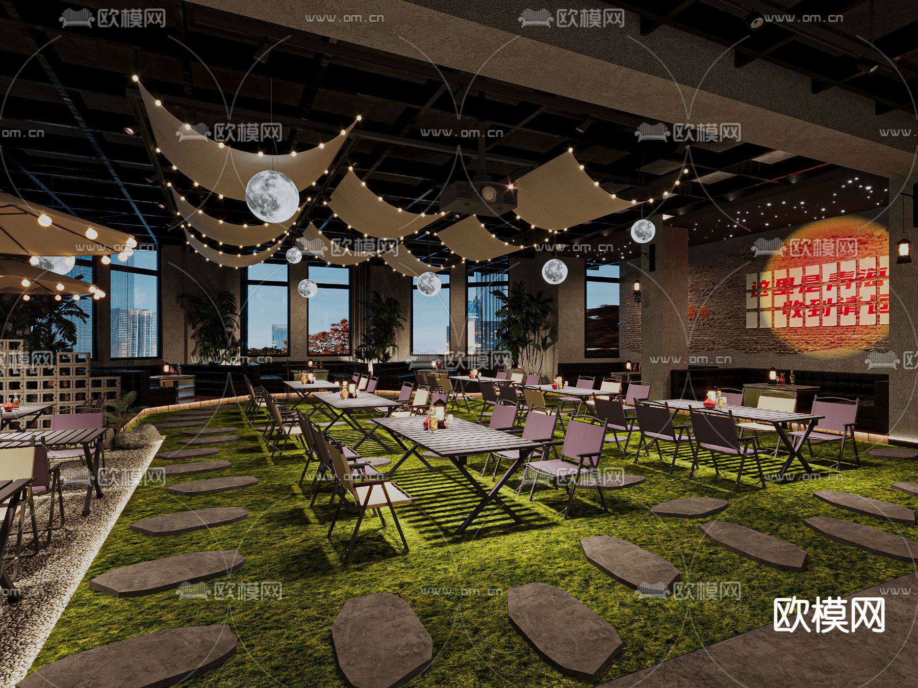 露营风酒吧3d模型下载（渲染图1）