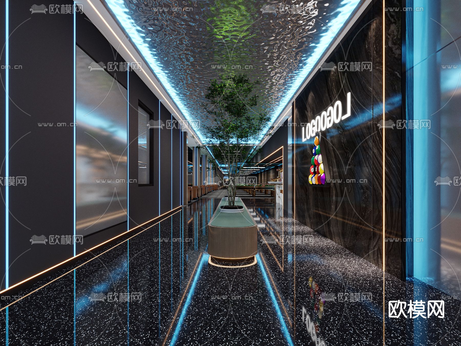 工业风电玩城 台球厅3d模型下载（渲染图4）