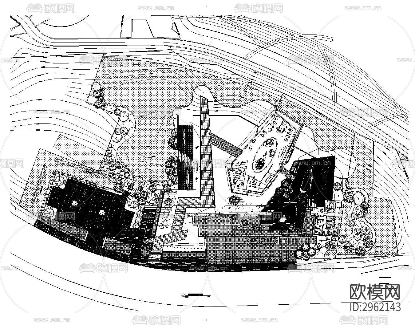 示范区植物景观CAD平面图下载（渲染图8）