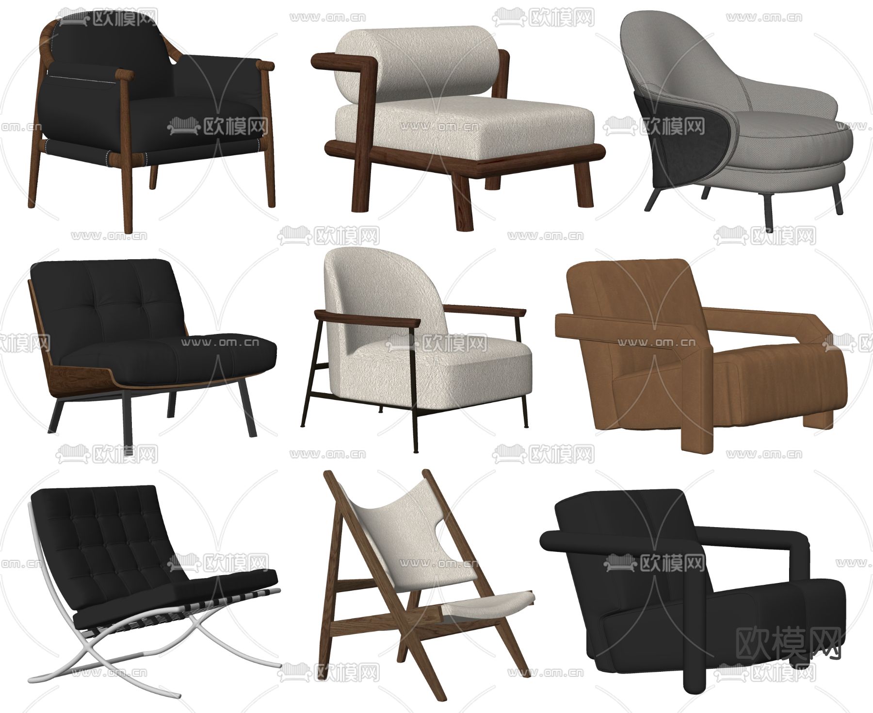 现代单人沙发su模型