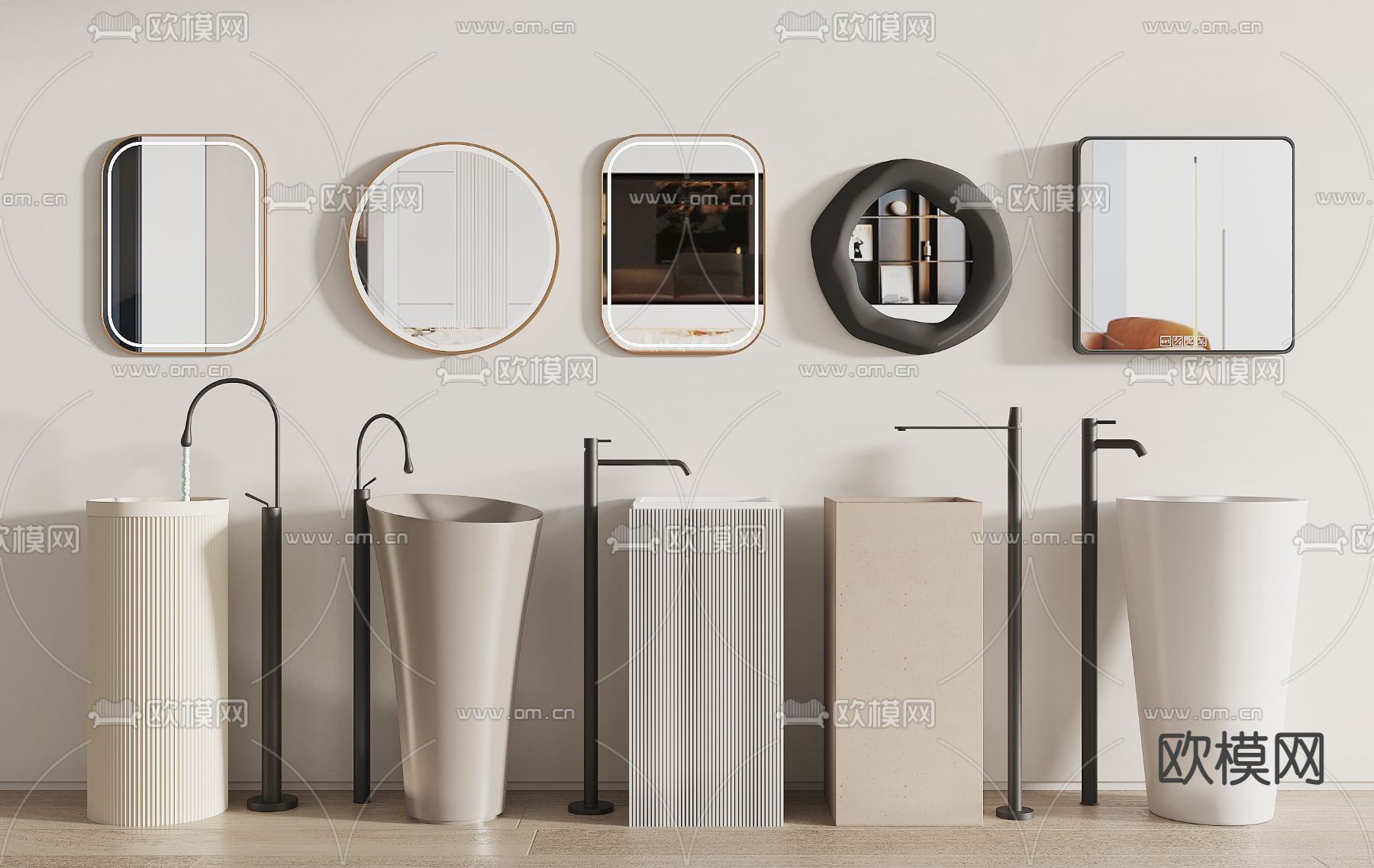 洗手盆 立式台盆 柱盆3d模型下载