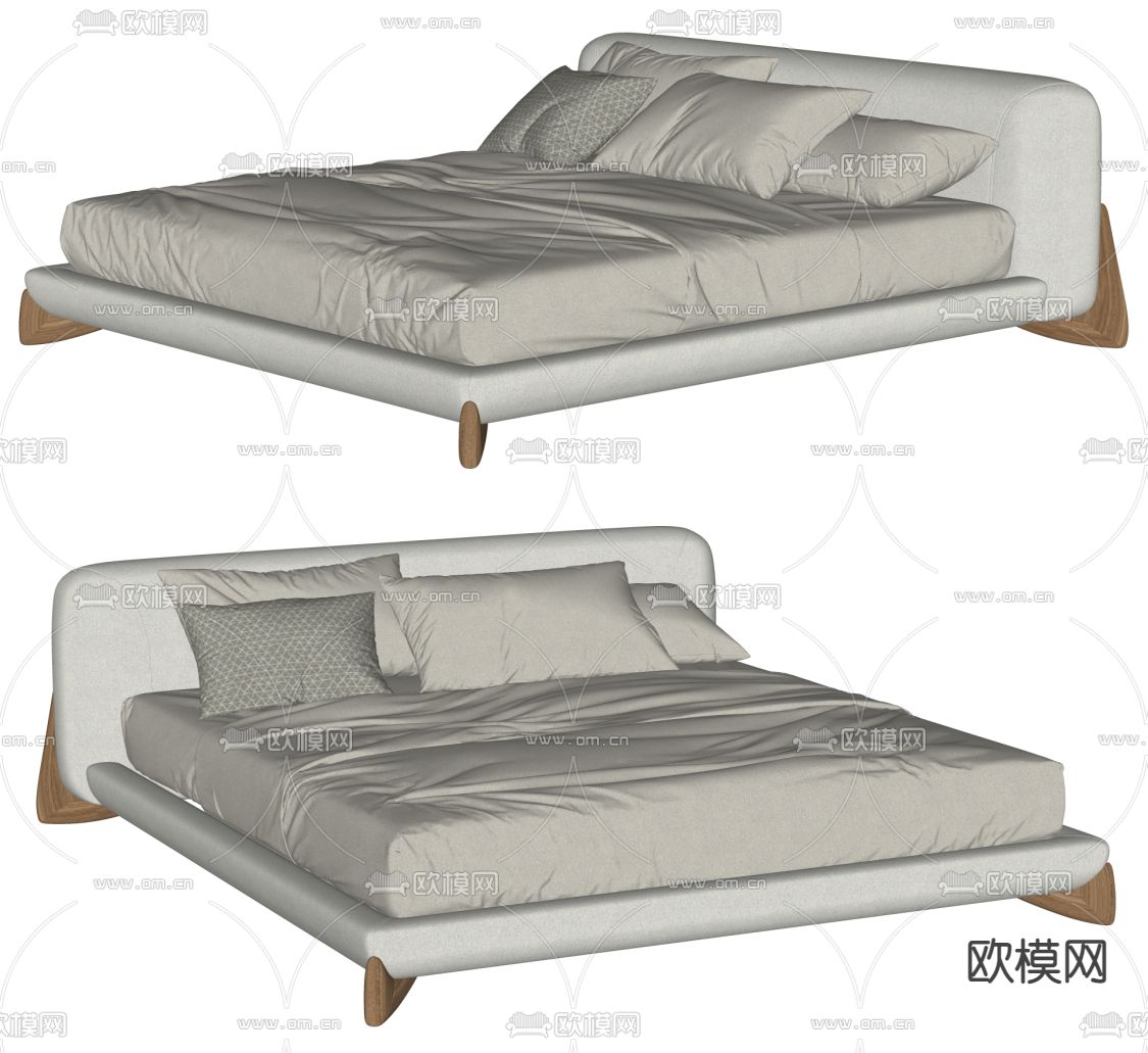 Porada Softbay 双人床su模型下载（渲染图1）