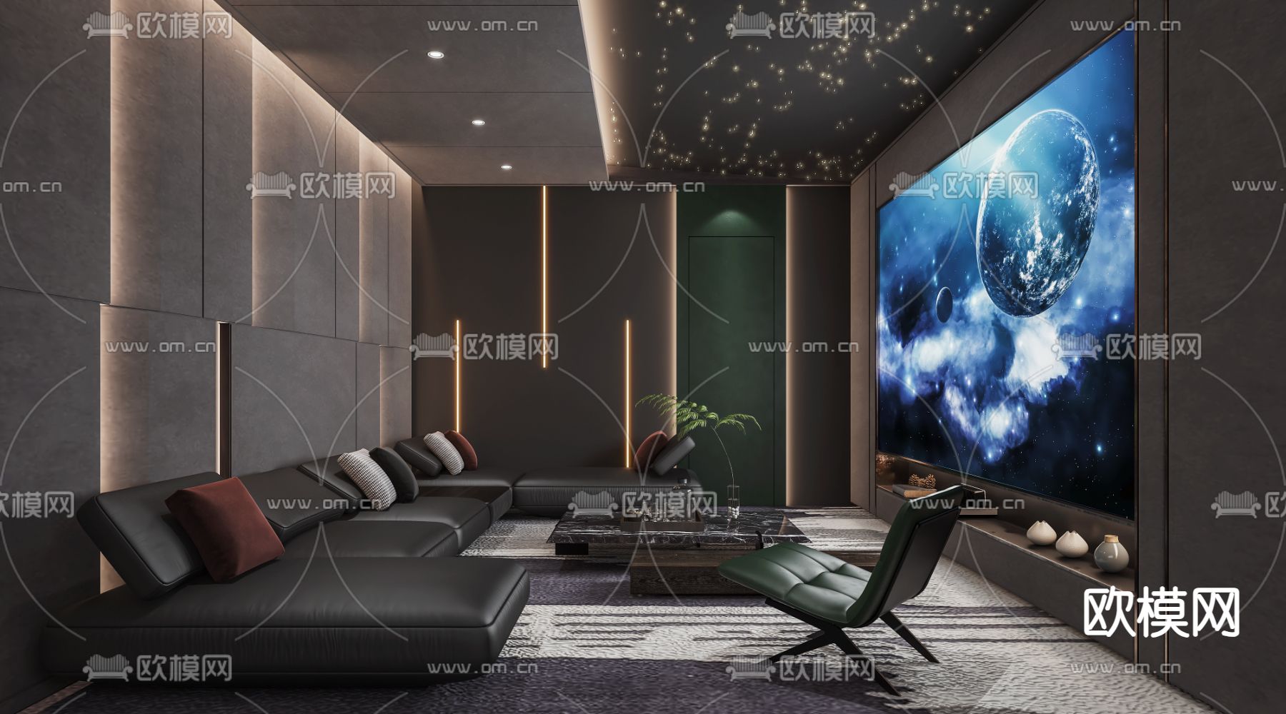 家庭影院 视听室 影音室3d模型下载