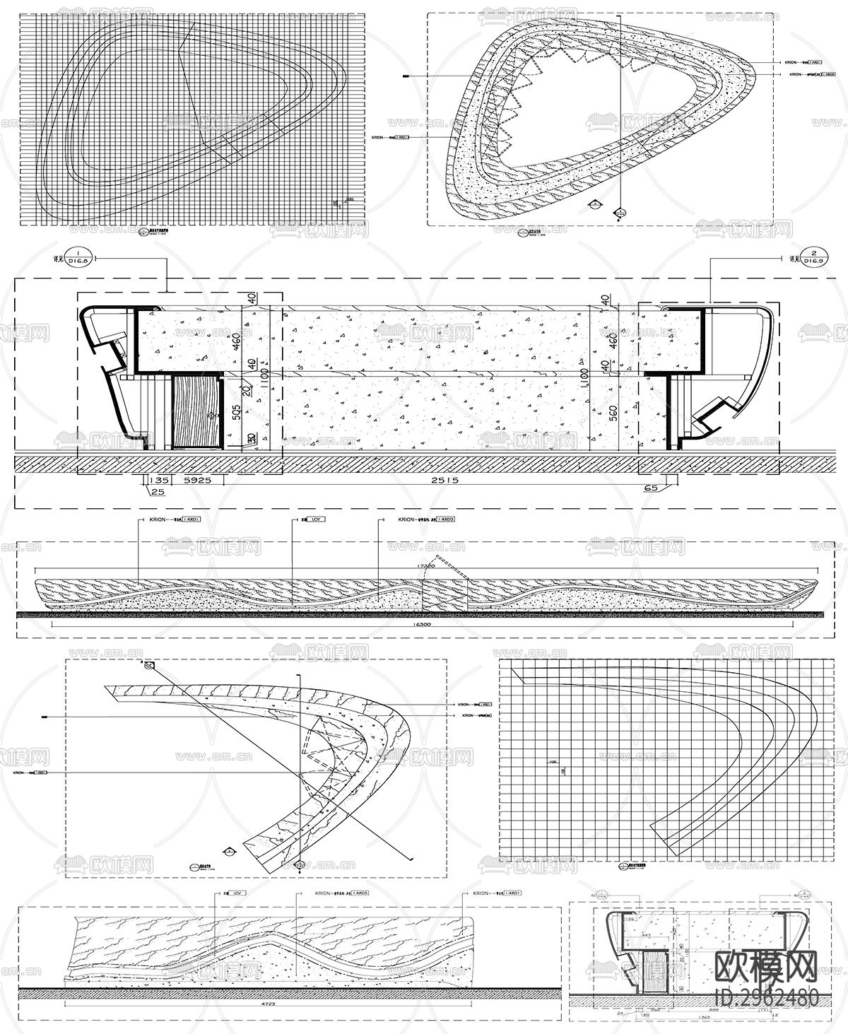 服务台接待台总台设计素材cad图库下载（渲染图6）